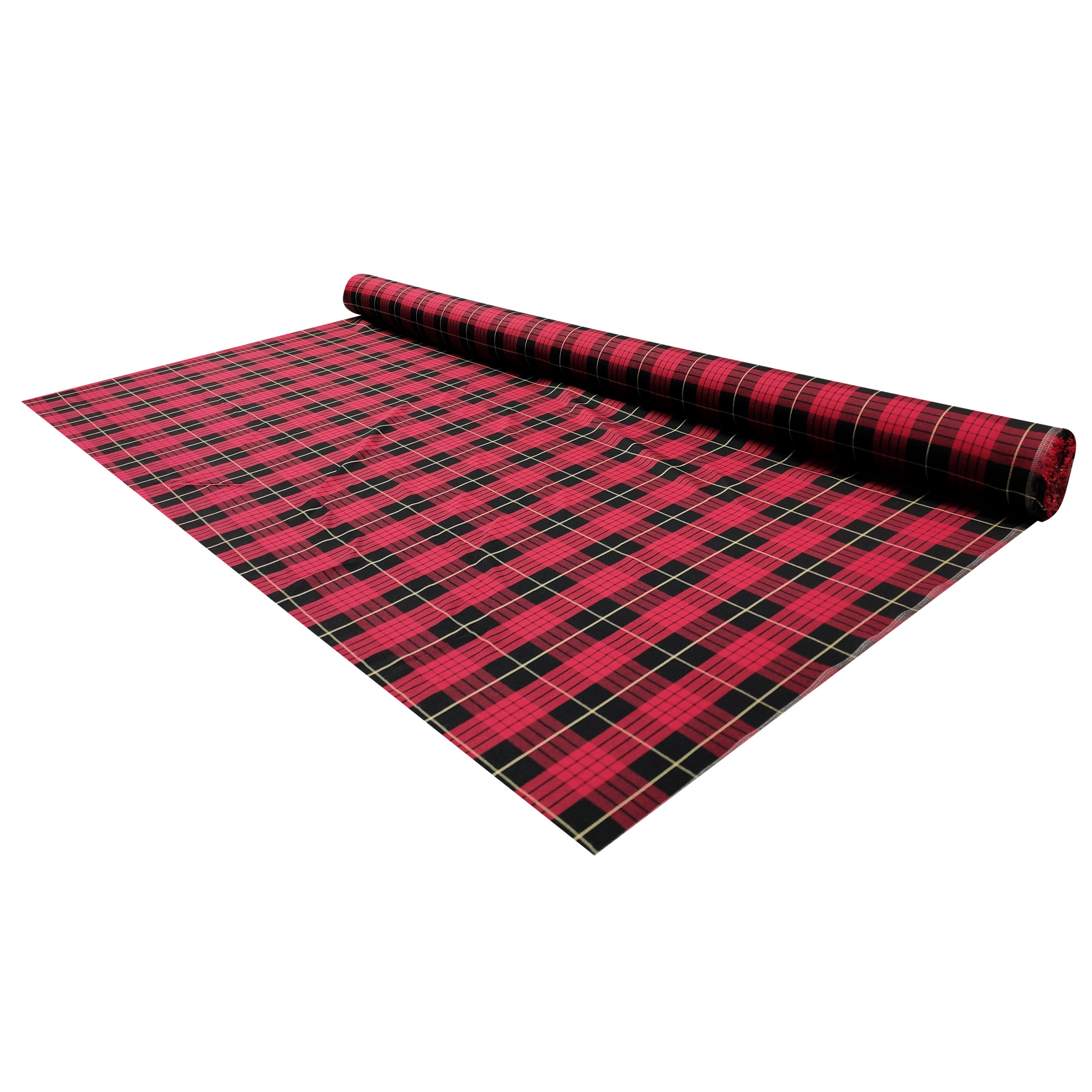 Tessuto Tartan Quadri Nero Rosso e Oro Image