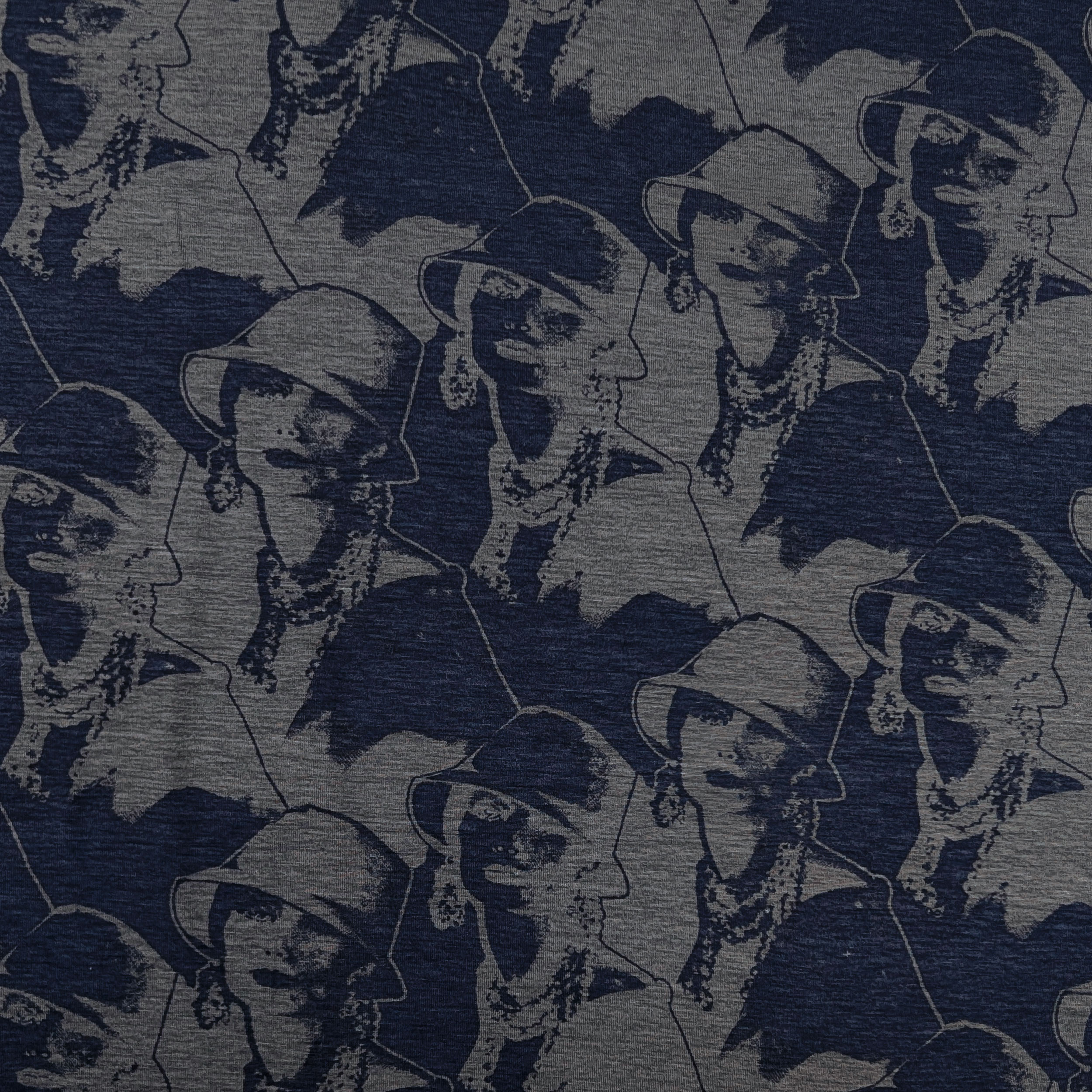 Maglina Cotone Moda Grigio Melange e Blu Image