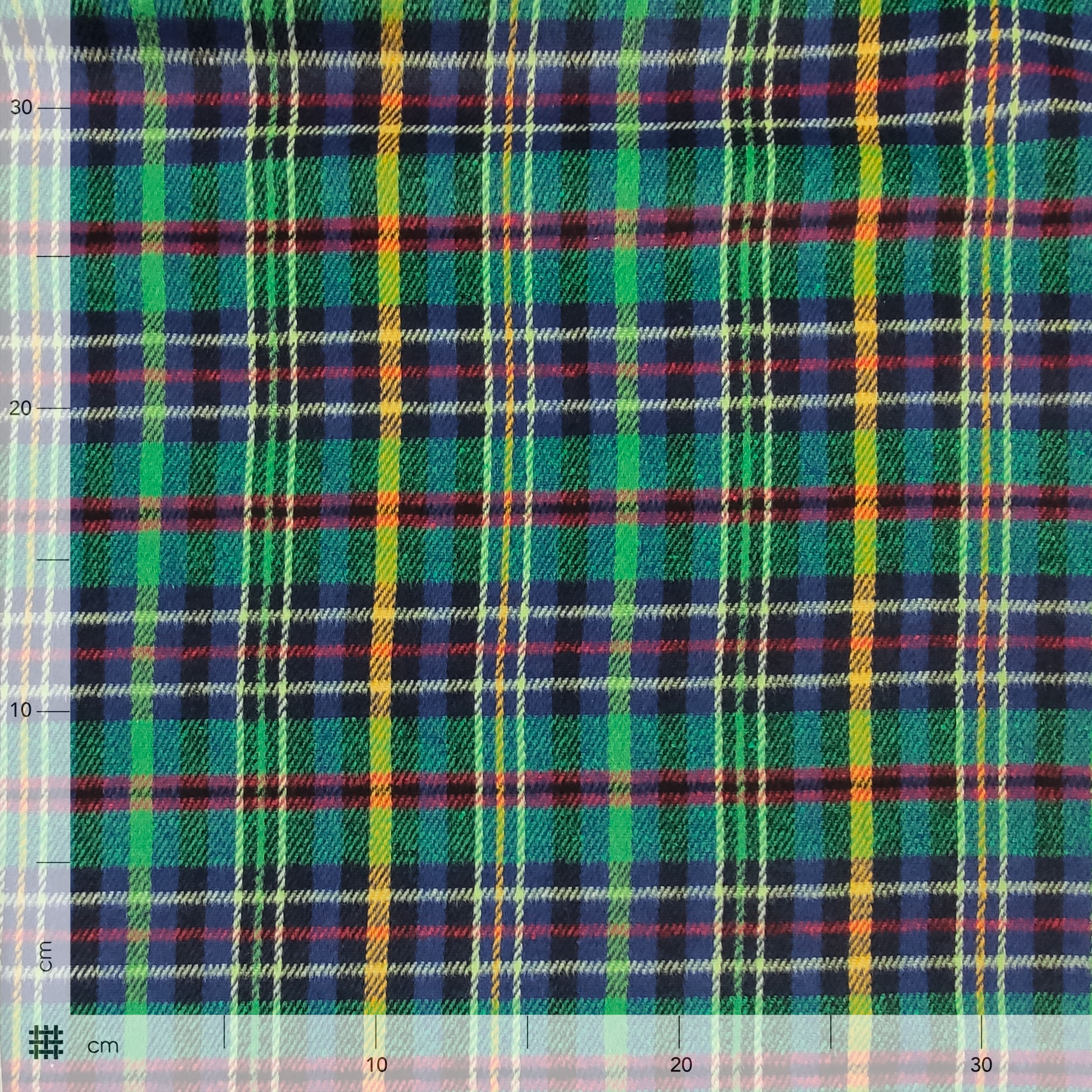 Scampolo Tartan di Cotone Blu e Verde