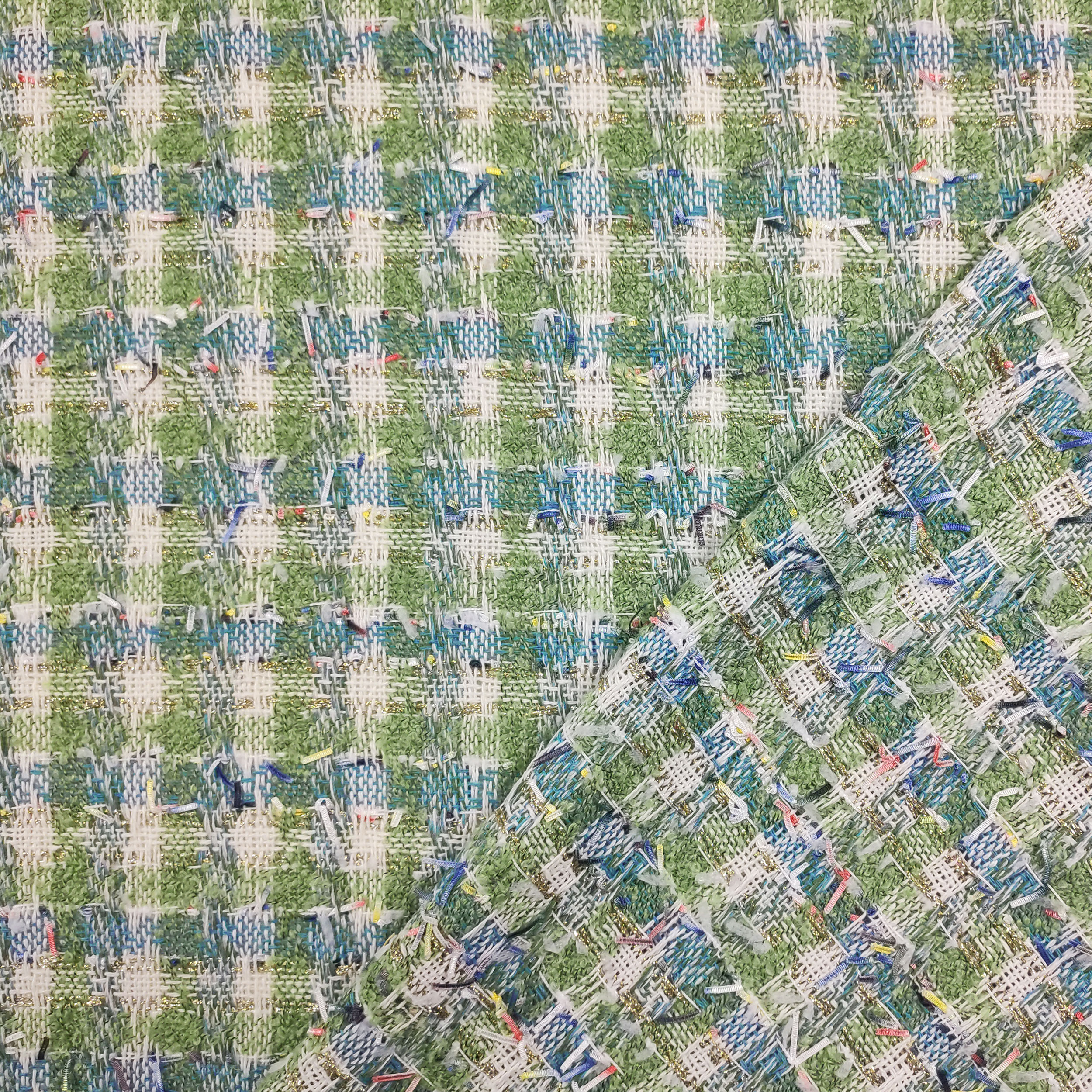 Tessuto Jacquard Moda Verde Azzurro Image
