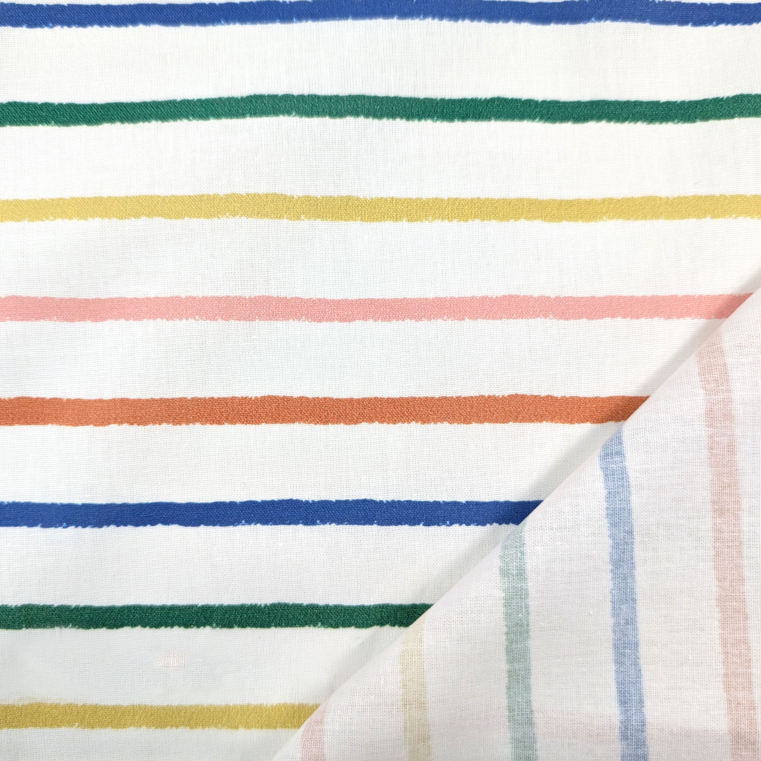 Popeline Cotone Righe Arcobaleno Image