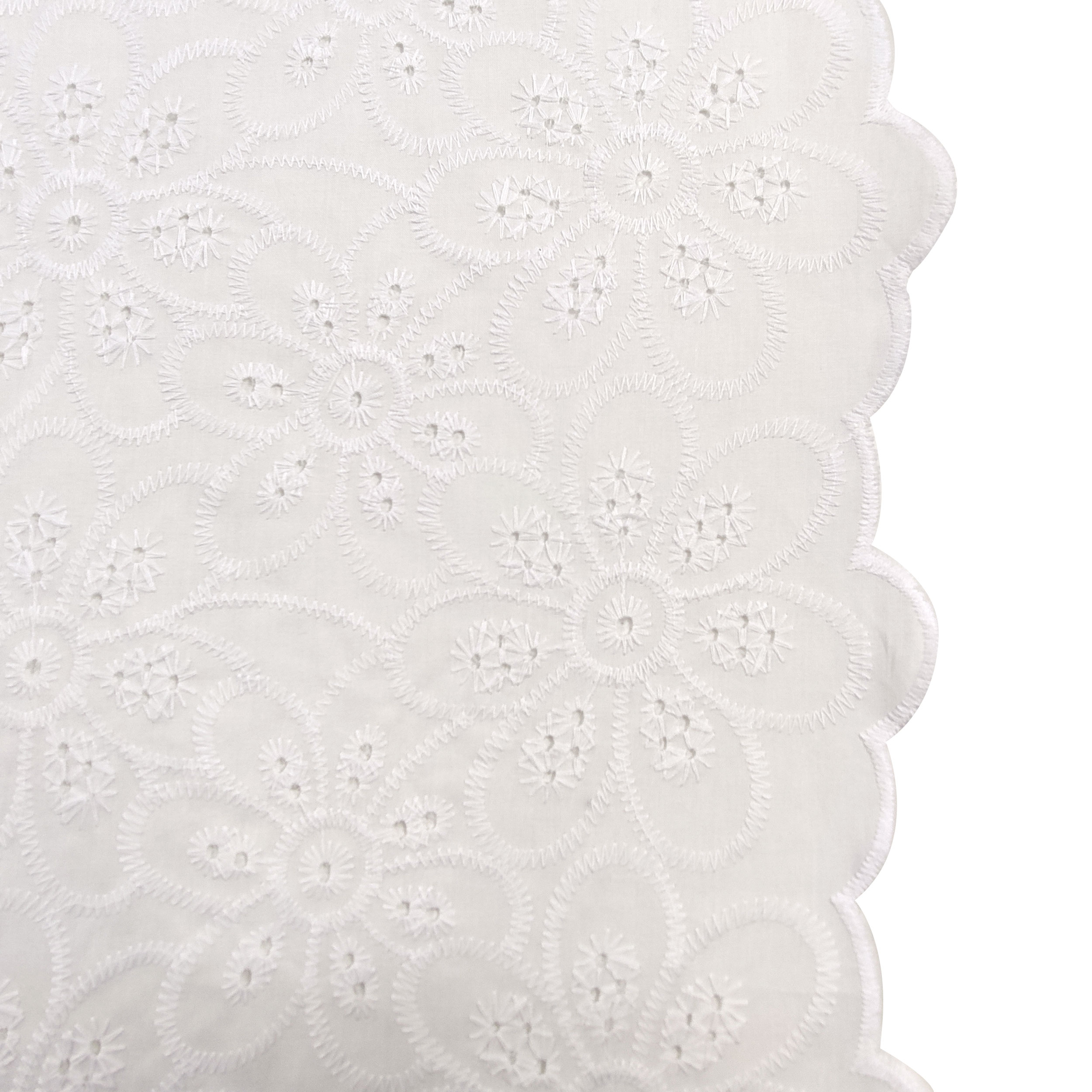 Sangallo Moda Doppio Smerlo Fiori Ricamati Bianchi