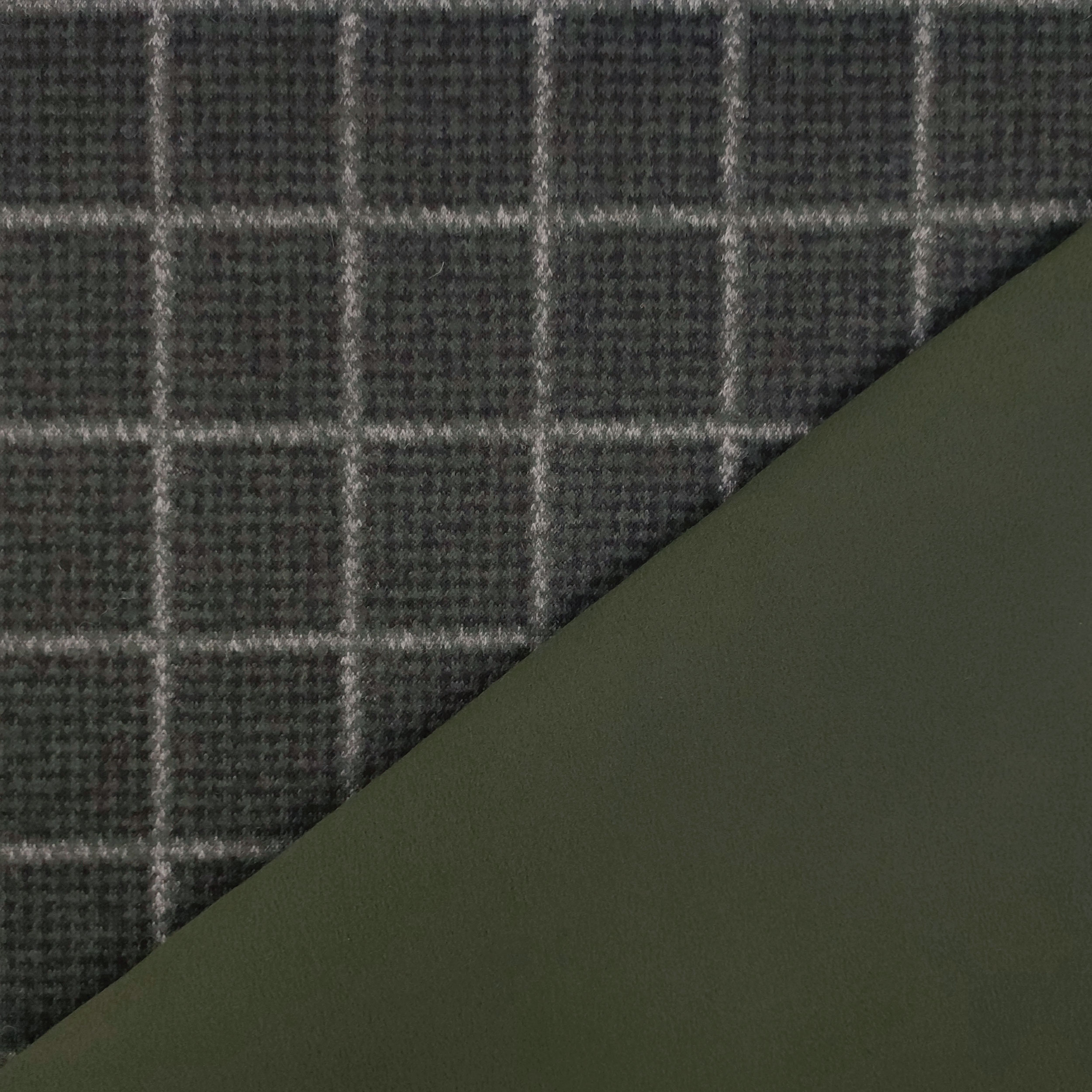 Neoprene Double Fantasia Quadri e Tinta Unita Militare