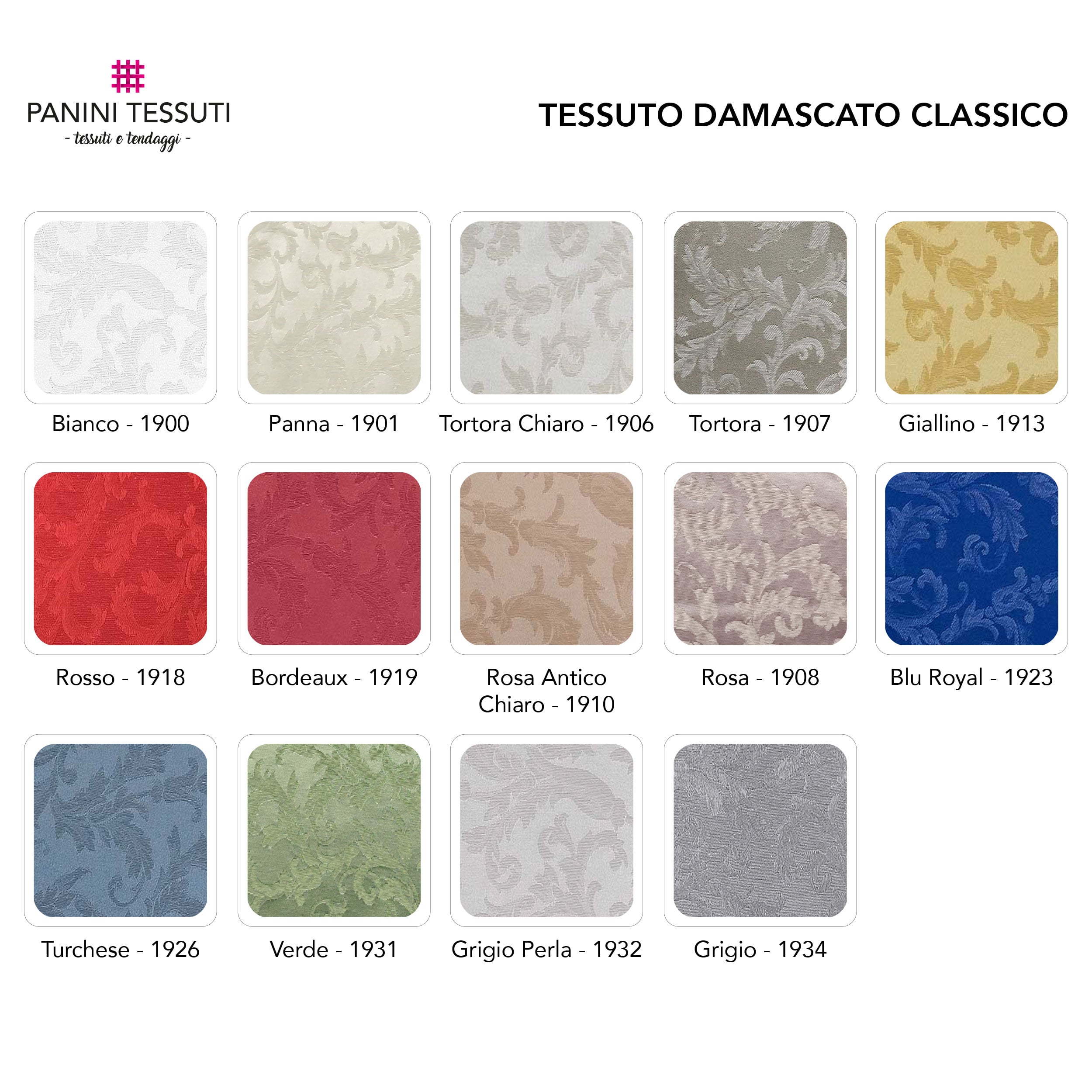 Tessuto Damascato Grigio Perla Panini Tessuti