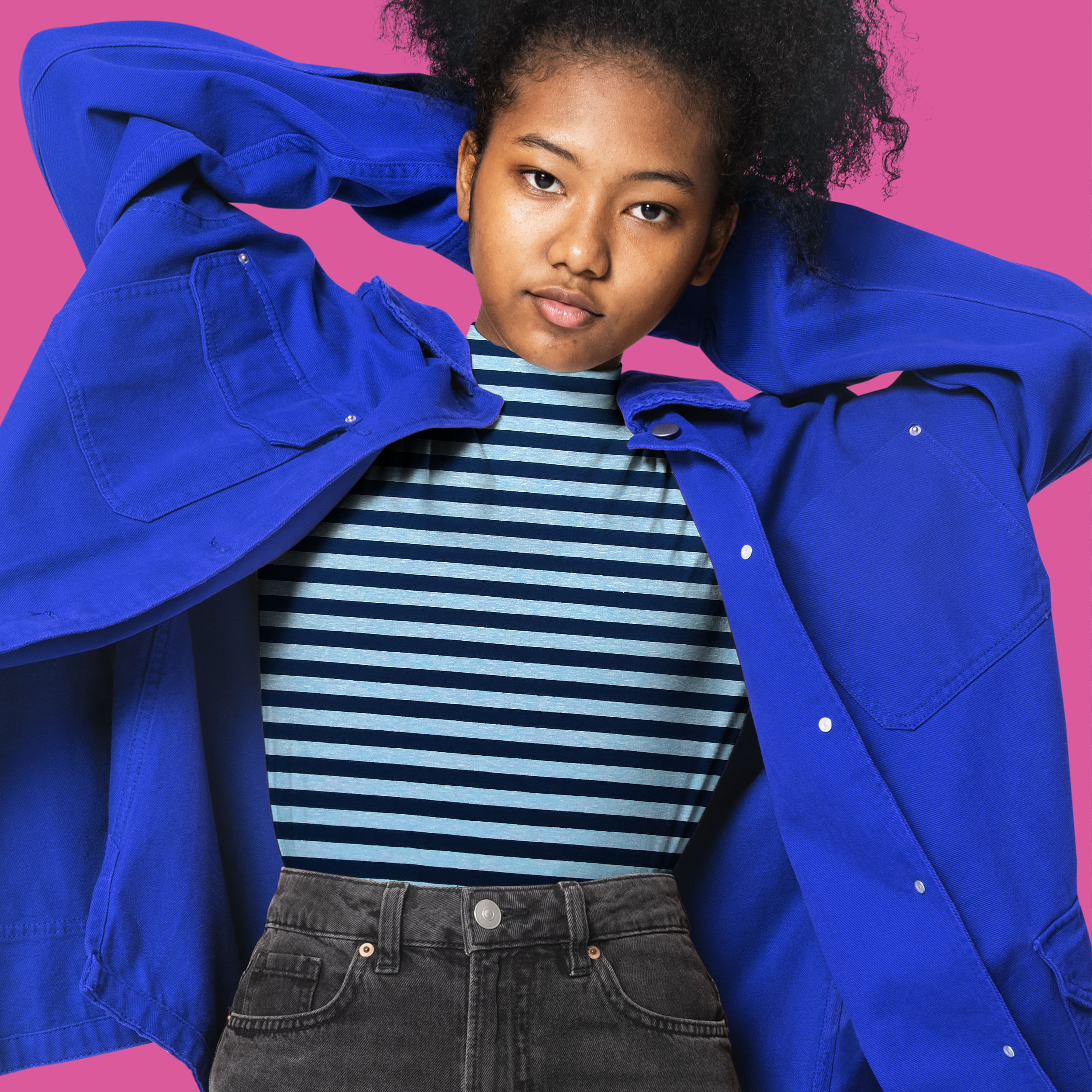 Jersey di Cotone Righe Blu e Azzurre