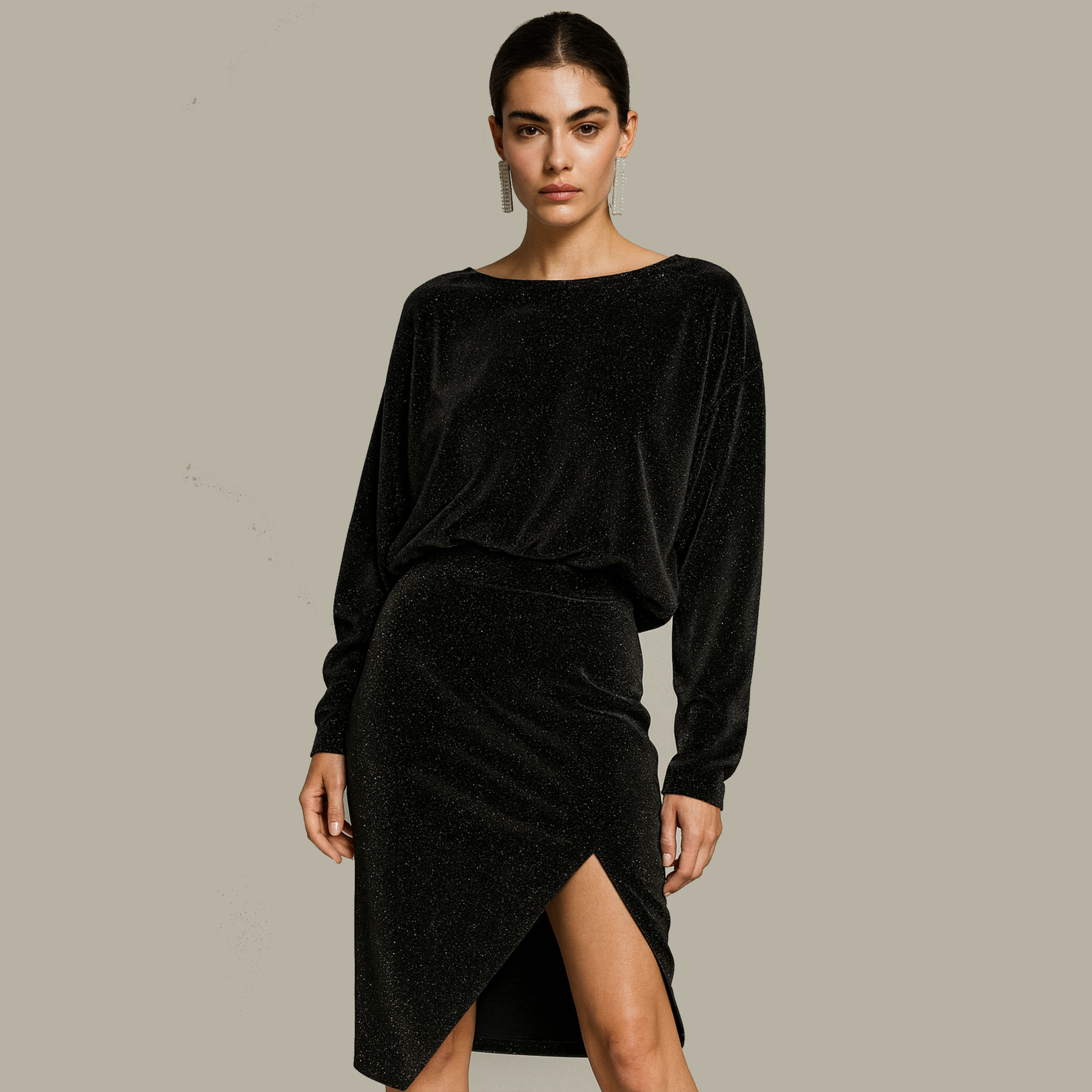 Vellutina Nera con Strass Argentati Image