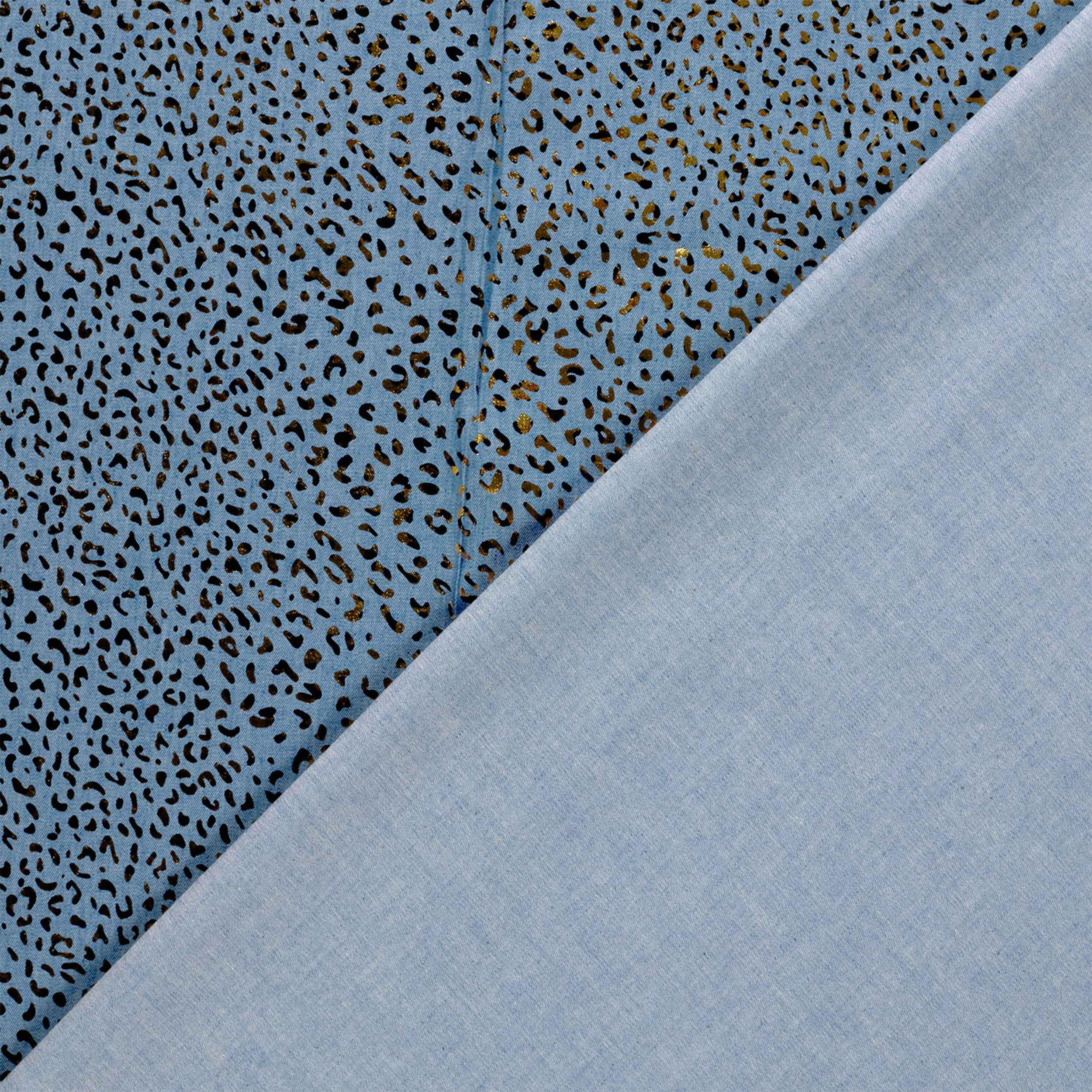 Ritaglio Jeans di Cotone Leopardato Oro 90x148 cm Image
