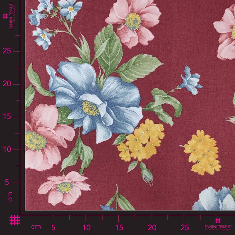 Tessuto di Cotone Floreale Sfondo Vinaccia Image