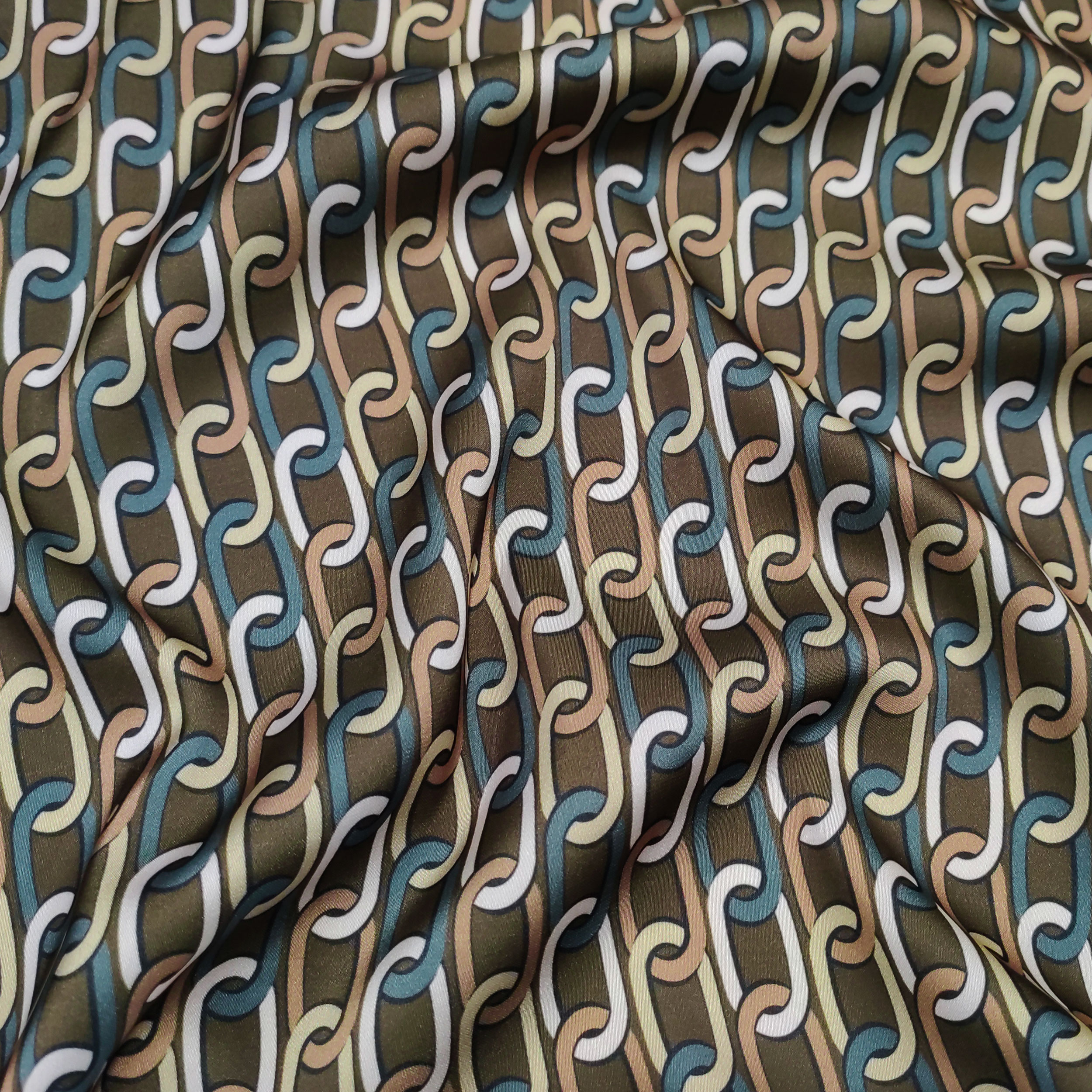 Raso Setato Alta Moda Catene Piccole Sfondo Marrone