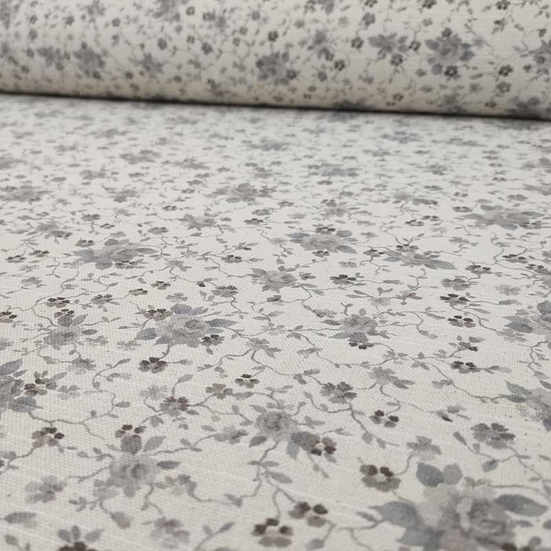 Tessuto arredo al metro fiorellini grigio