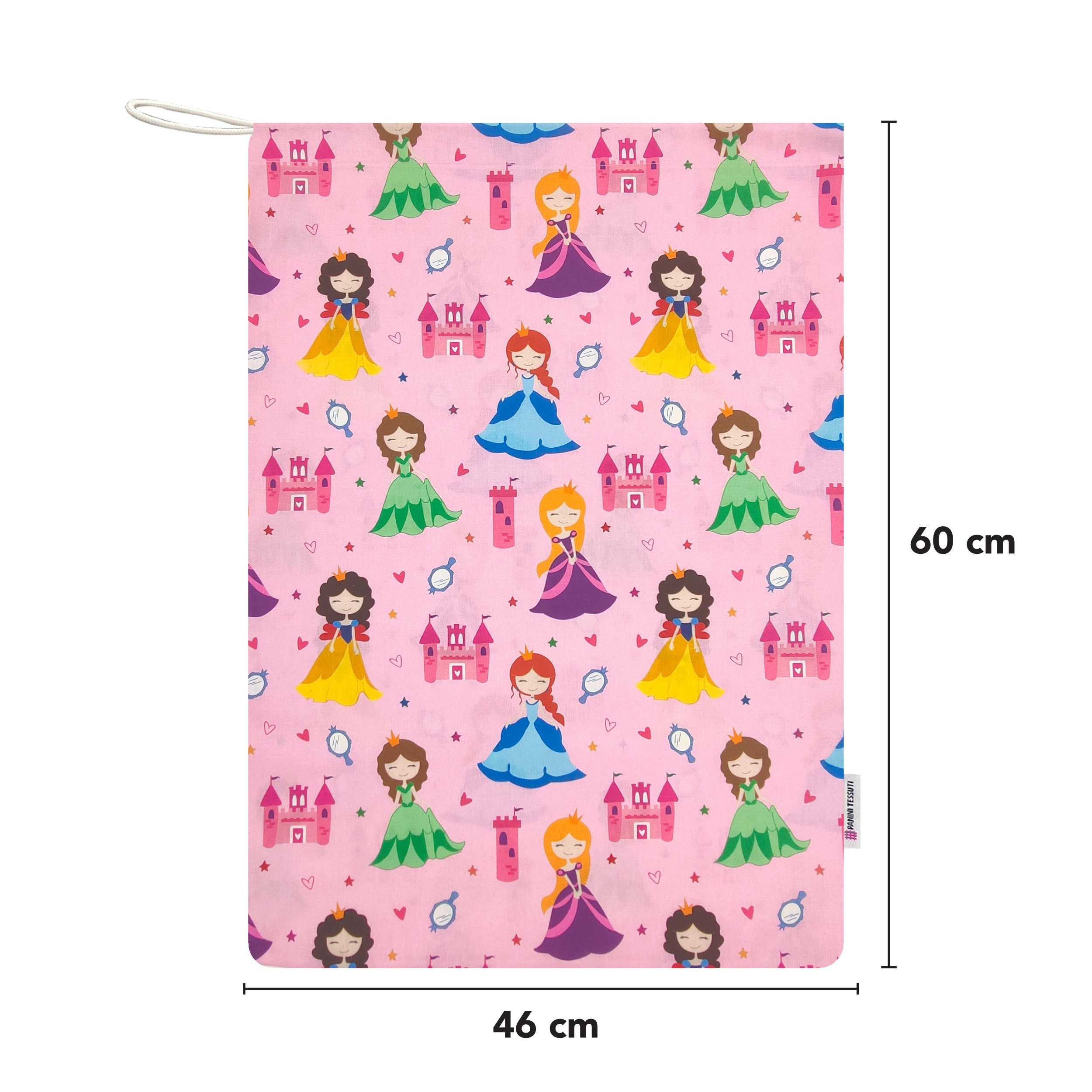 Sacchetto Asilo Principesse Sfondo Rosa