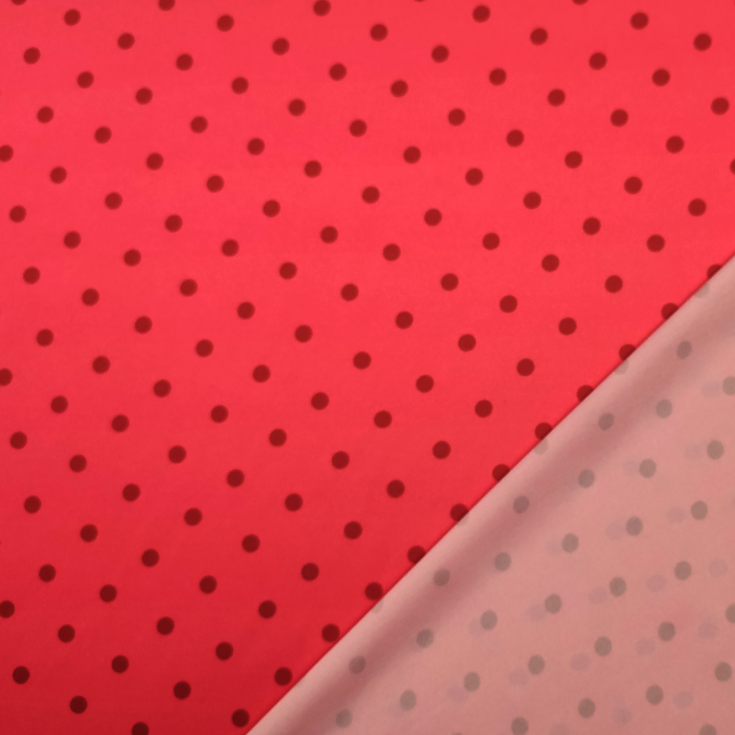 Rasetto Elasticizzato Setato Alta Moda Pois Sfondo Corallo