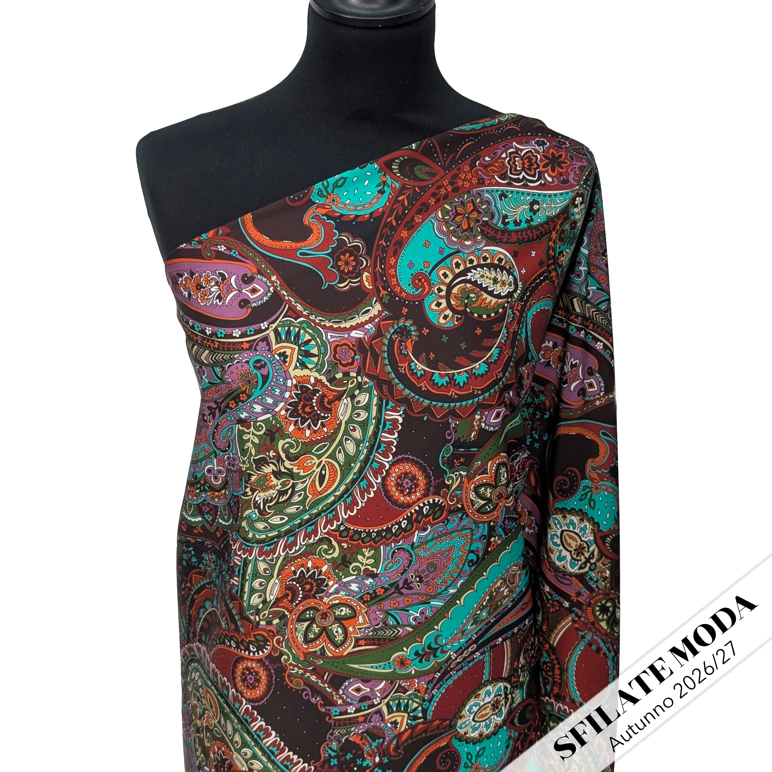 Raso Setato Alta Moda Fantasia Cachemire Multicolor Image