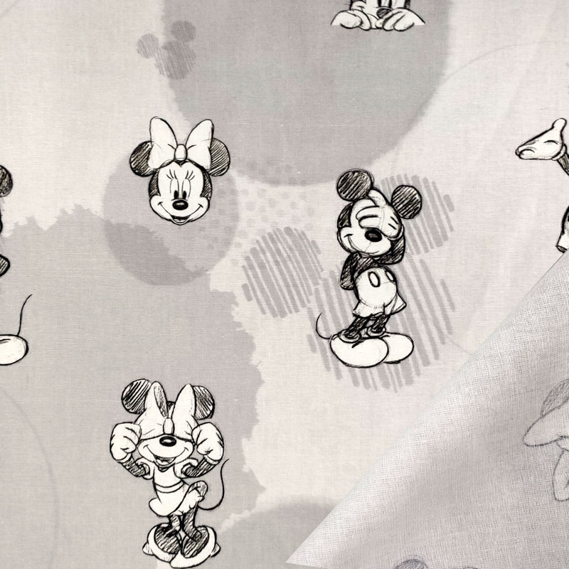 Tessuto Cotone Disney Topolino e Minnie Sketch