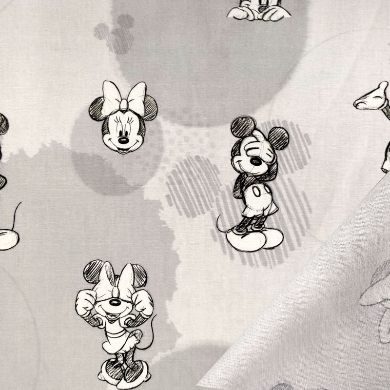Tessuto cotone minnie e topolino sketch