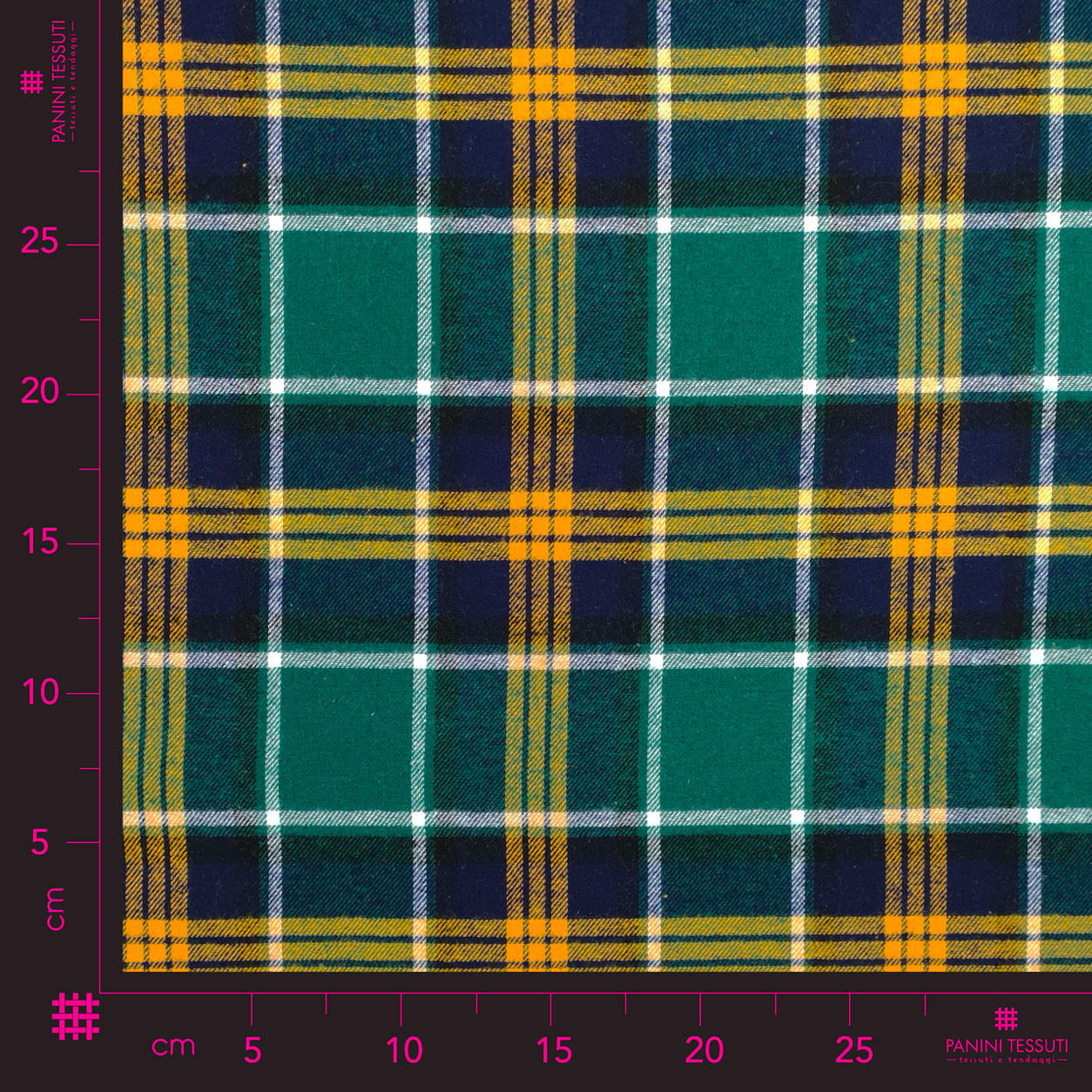 Tessuto Flanella Tartan Blu Verde Giallo