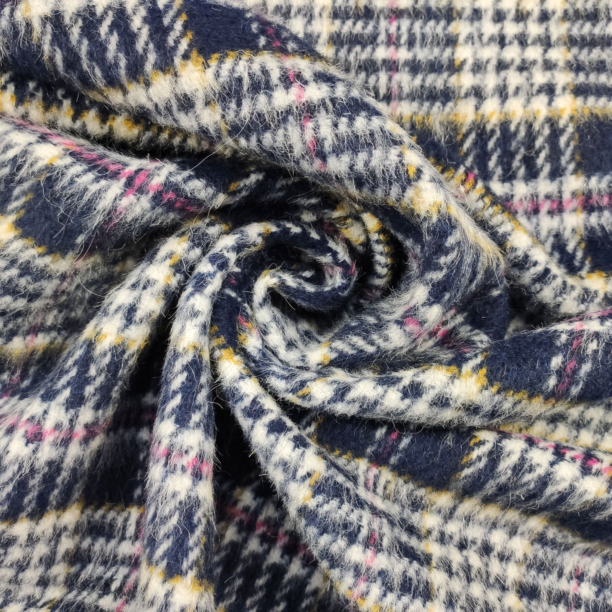 Tartan Misto Lana Blu Giallo e Rosa