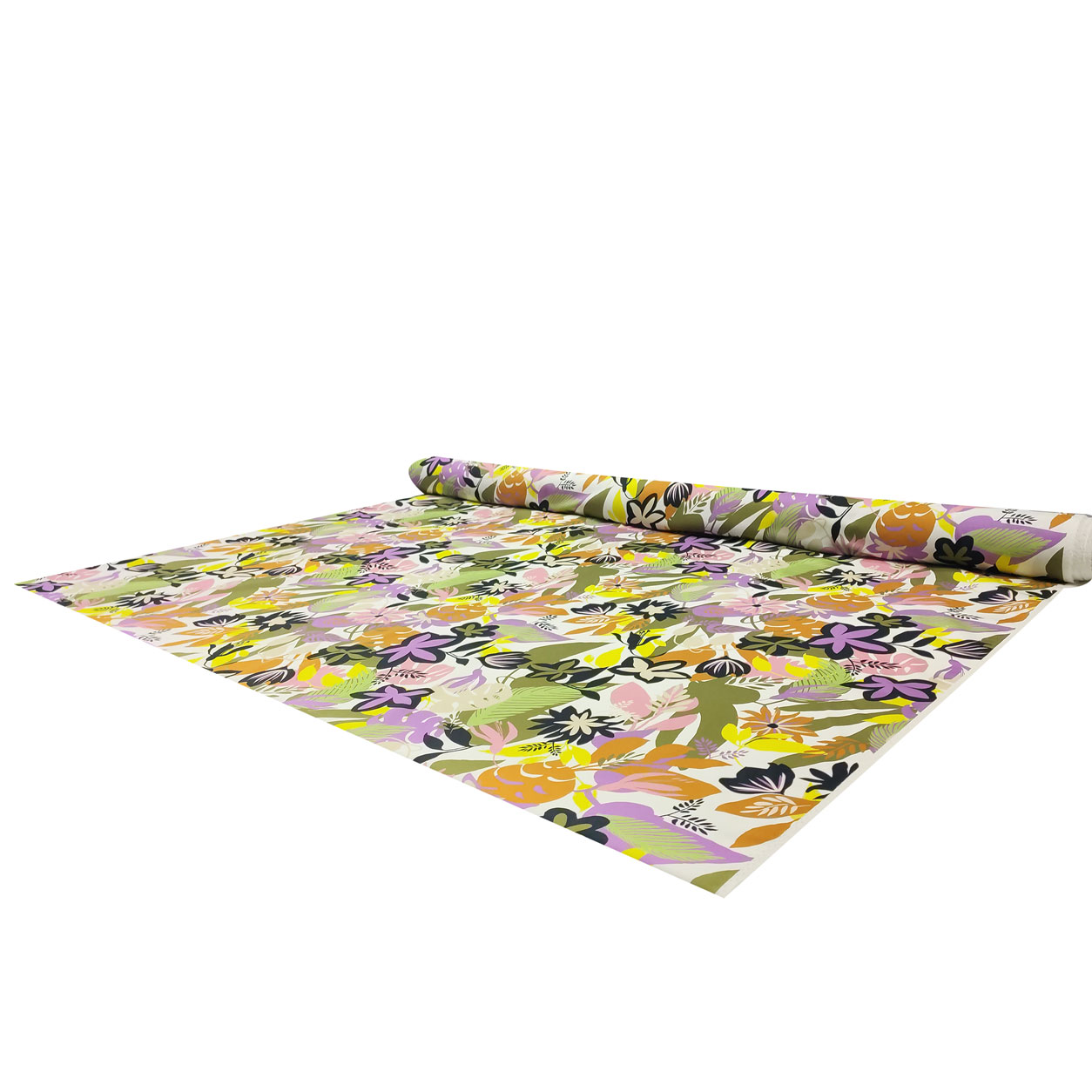 Rasatello di cotone fiori foglie tropicali