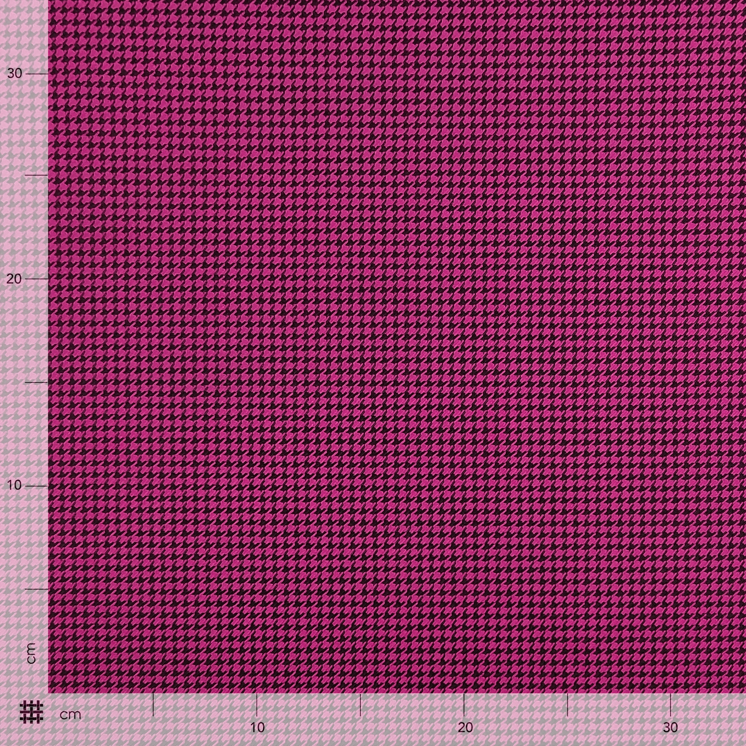 Tessuto Pied de Poule Nero Sfondo Magenta