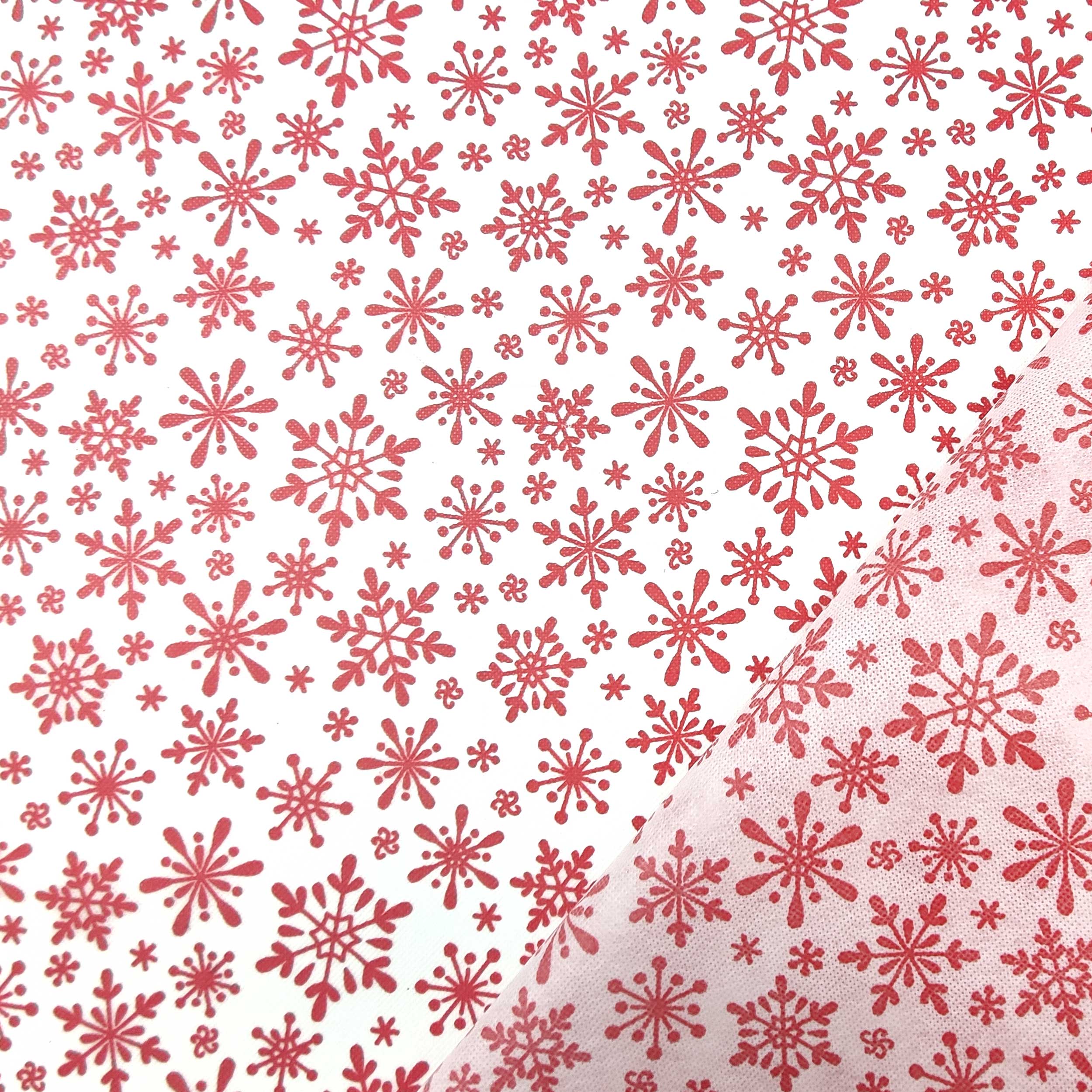 Tessuto Non Tessuto Fiocchi di Neve Rossi Image