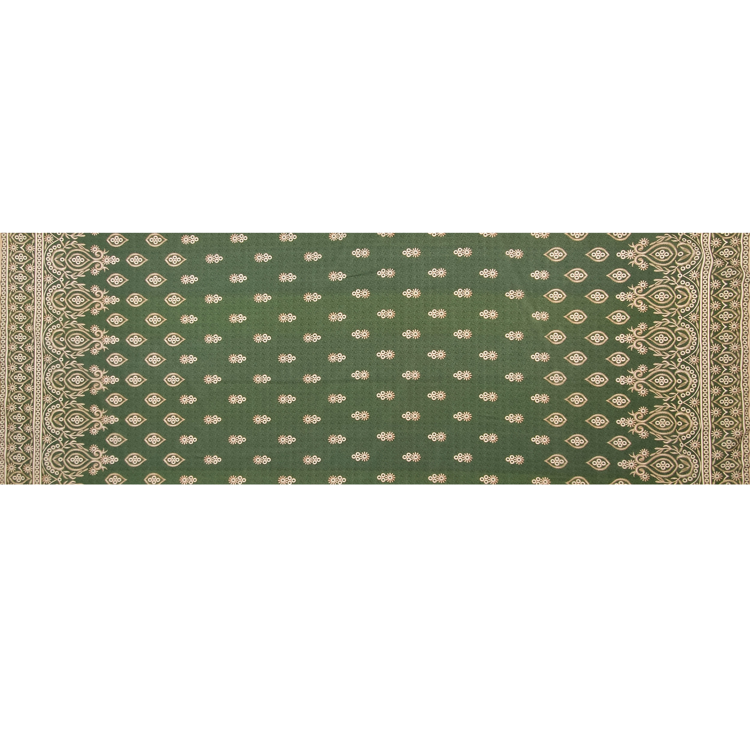 Tessuto Cotone Fiori e Foglie Geometriche Sfondo Verde