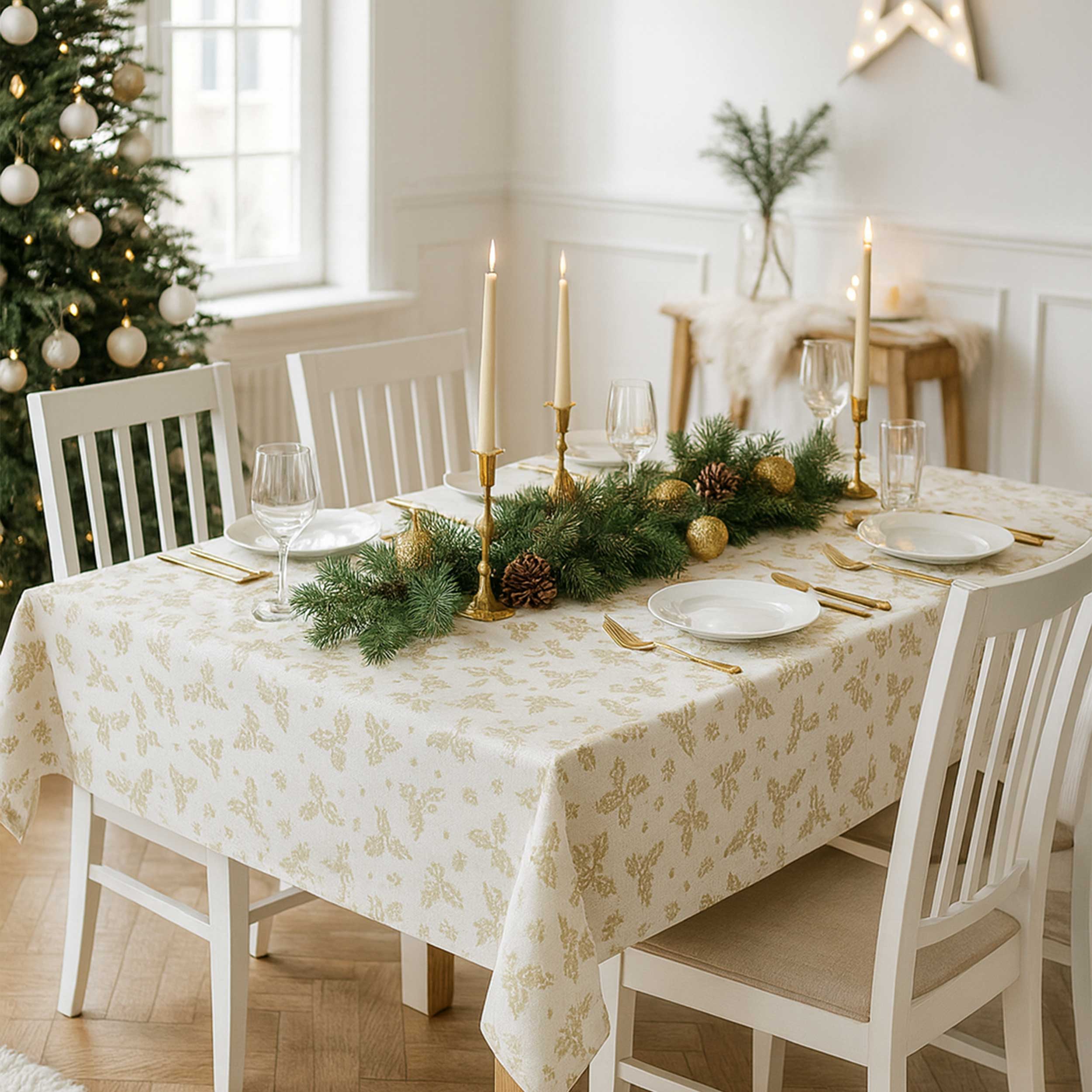 Jacquard Natalizio Agrifogli Lurex Oro Image