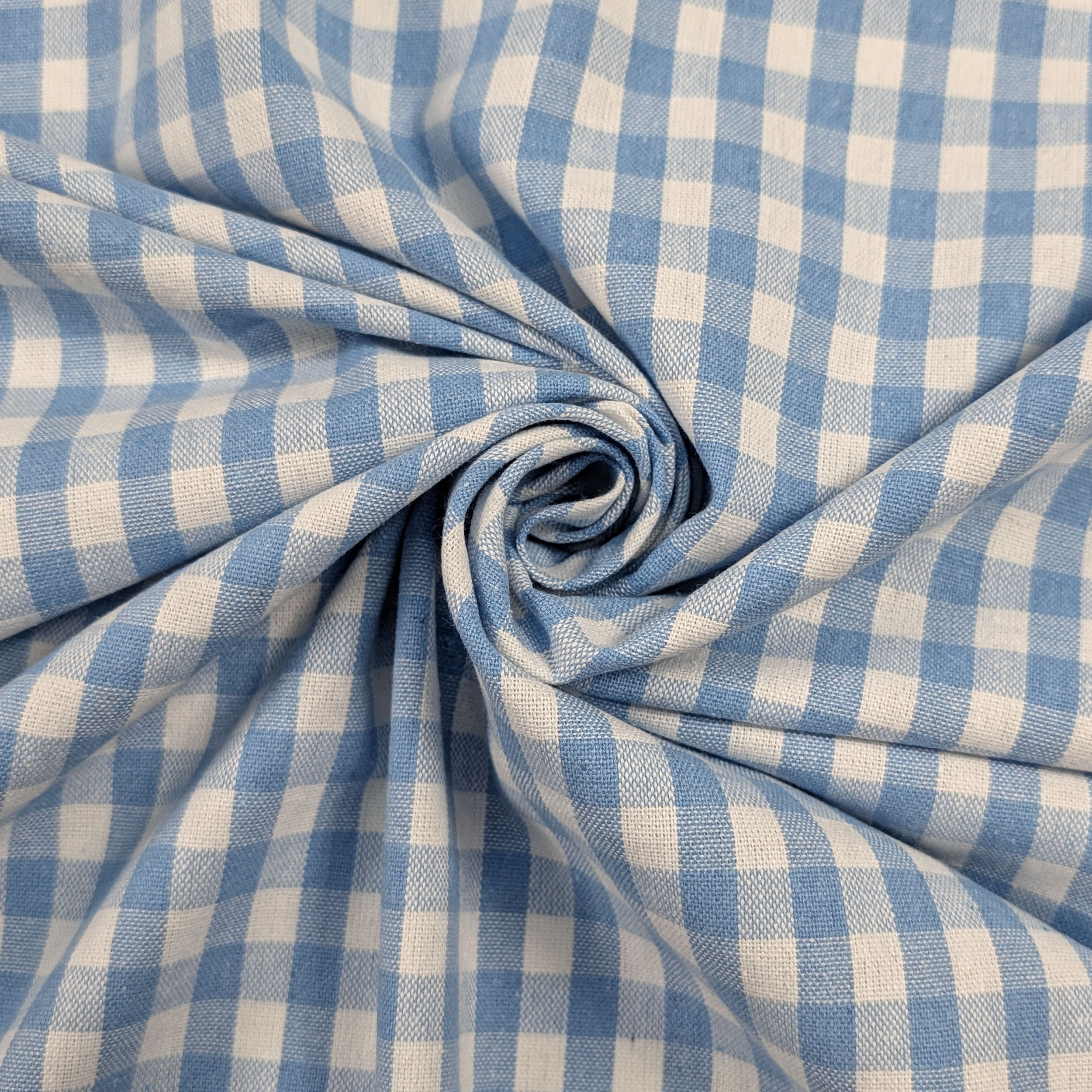 Cotone Lavato Tinto in Filo Quadretti Azzurri Image