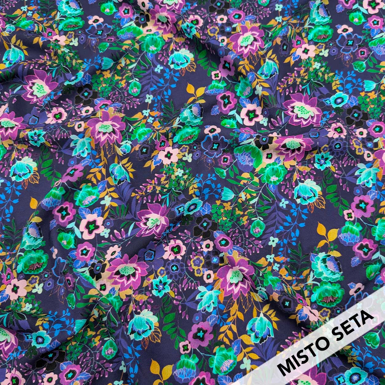 Viscosa e Seta Fantasia Floreale Viola Image