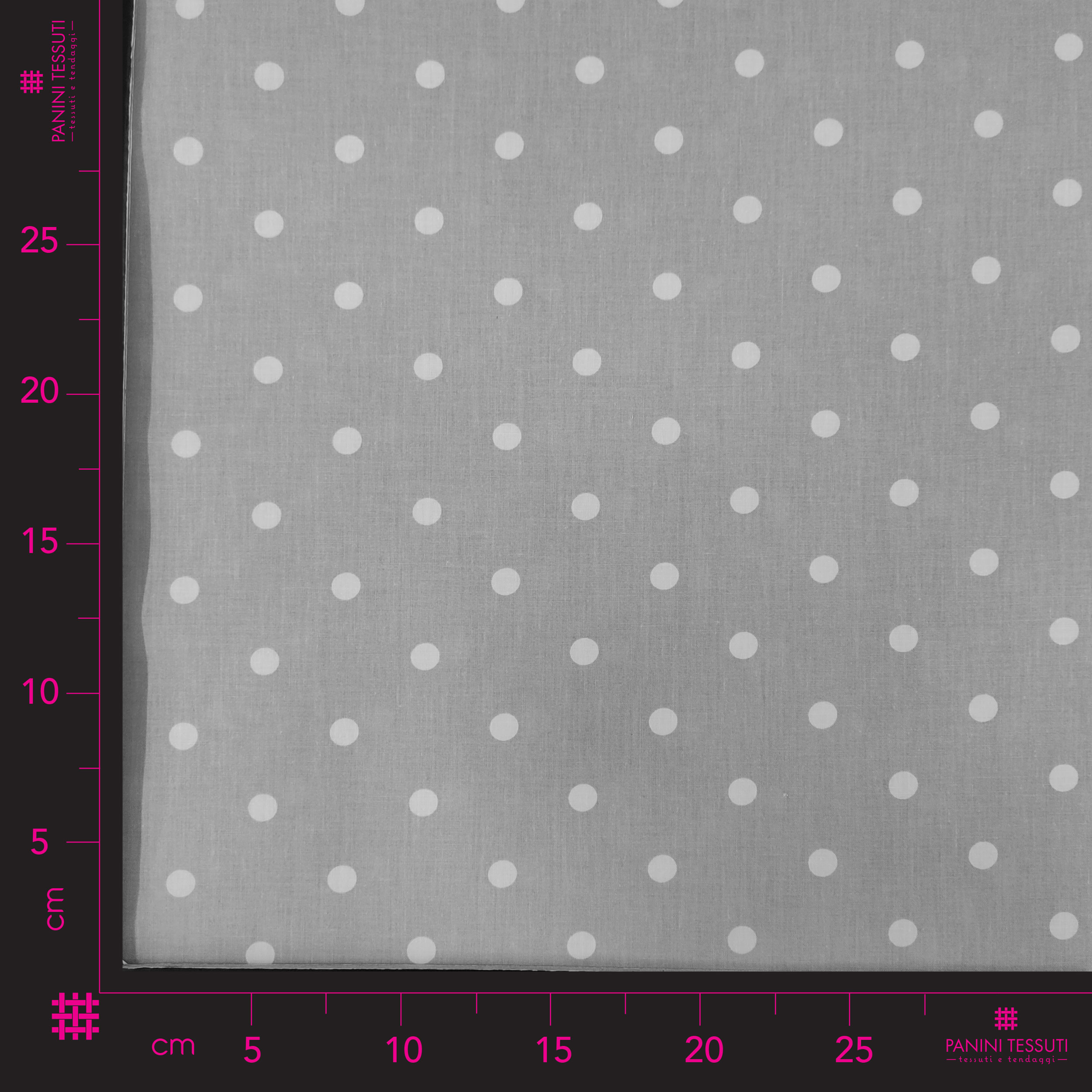 Ritaglio Cotone Pois Bianchi Sfondo Grigio 100x290 cm Image