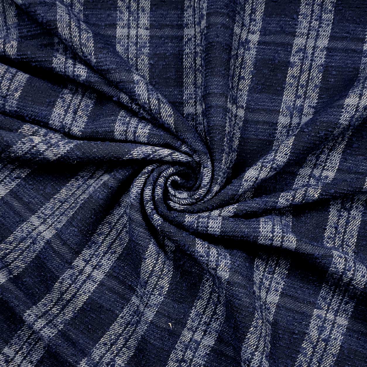 tessuto scozzese blu notte floccato per abbigliamento