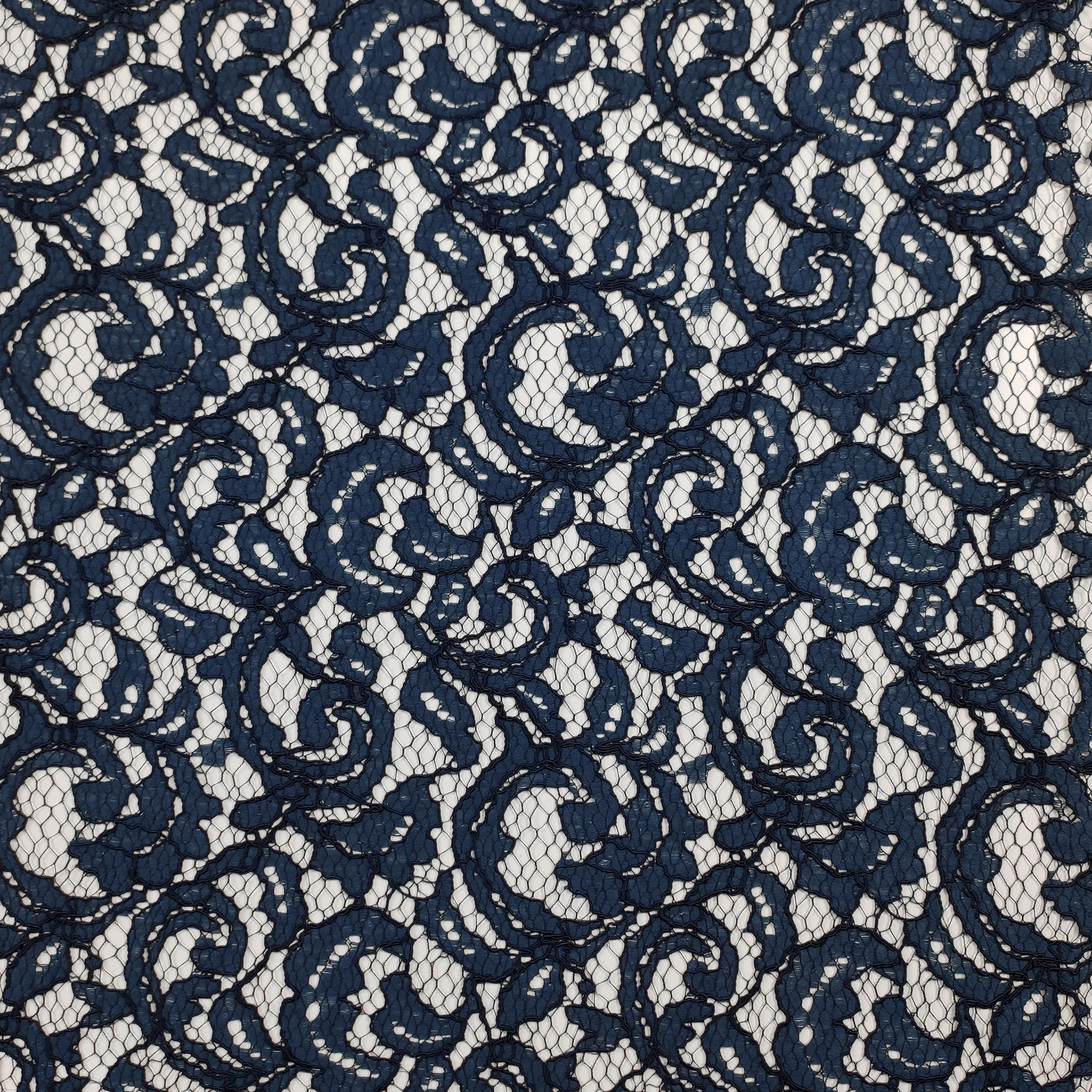 Tessuto Pizzo Misto Cotone Blu