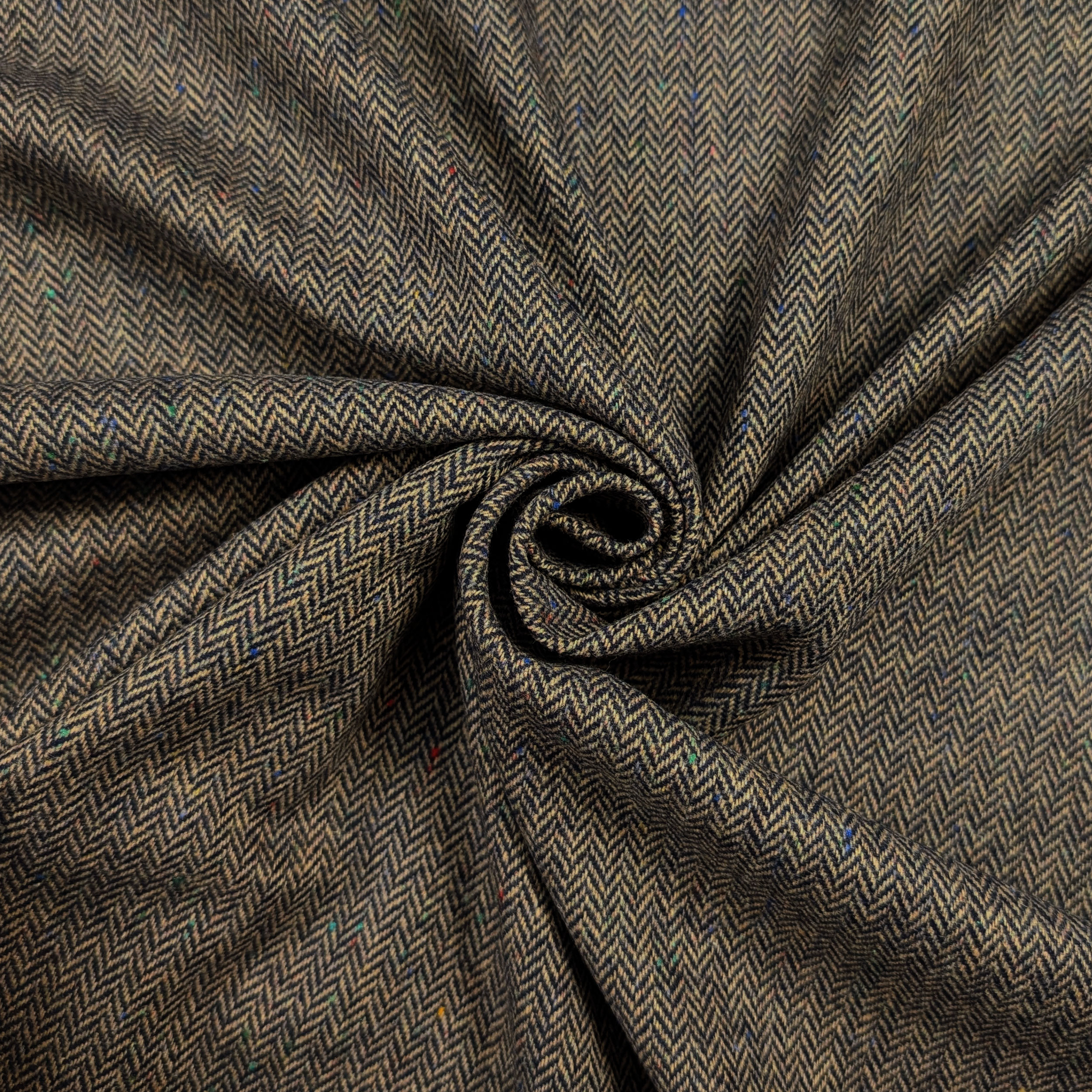 Tessuto Lana Spigato Beige e Nero Image