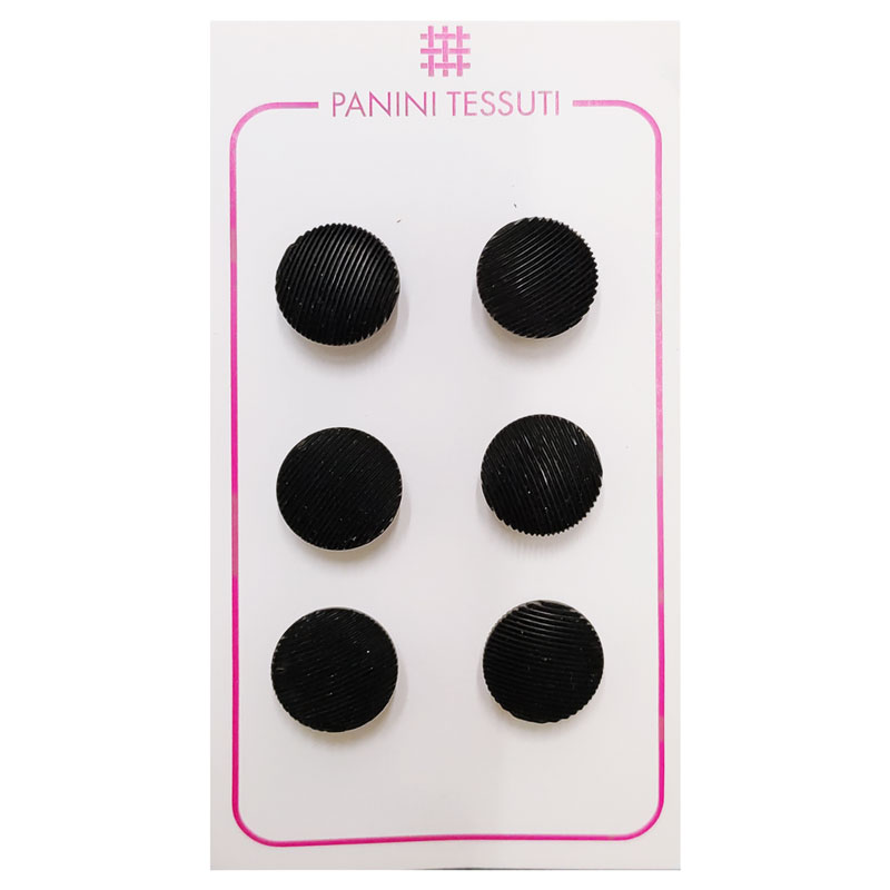 Bottoni Tondi Rigati Colore Nero 6 Pezzi - Lin 20