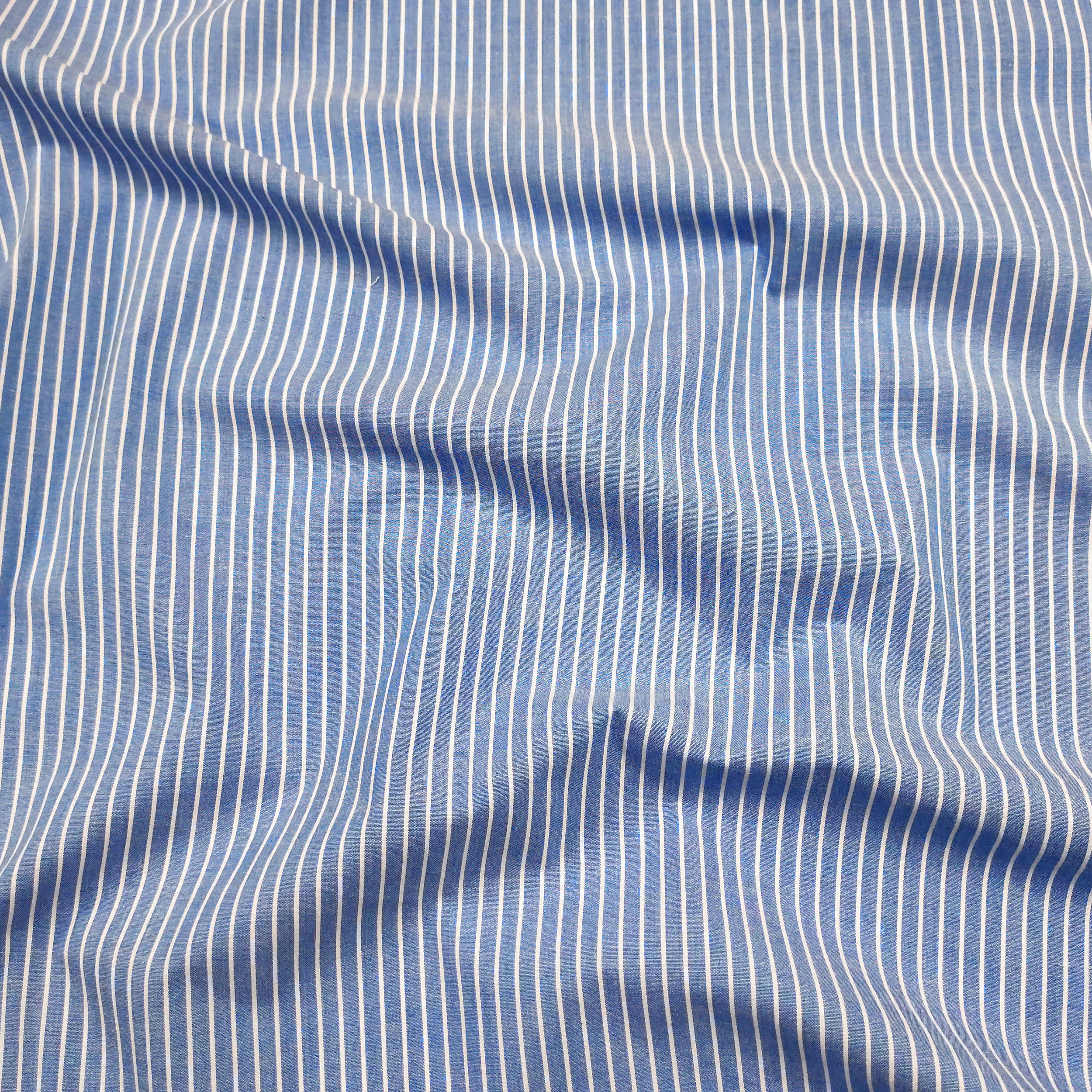 Cotone per Camiceria Elasticizzato Riga Blu