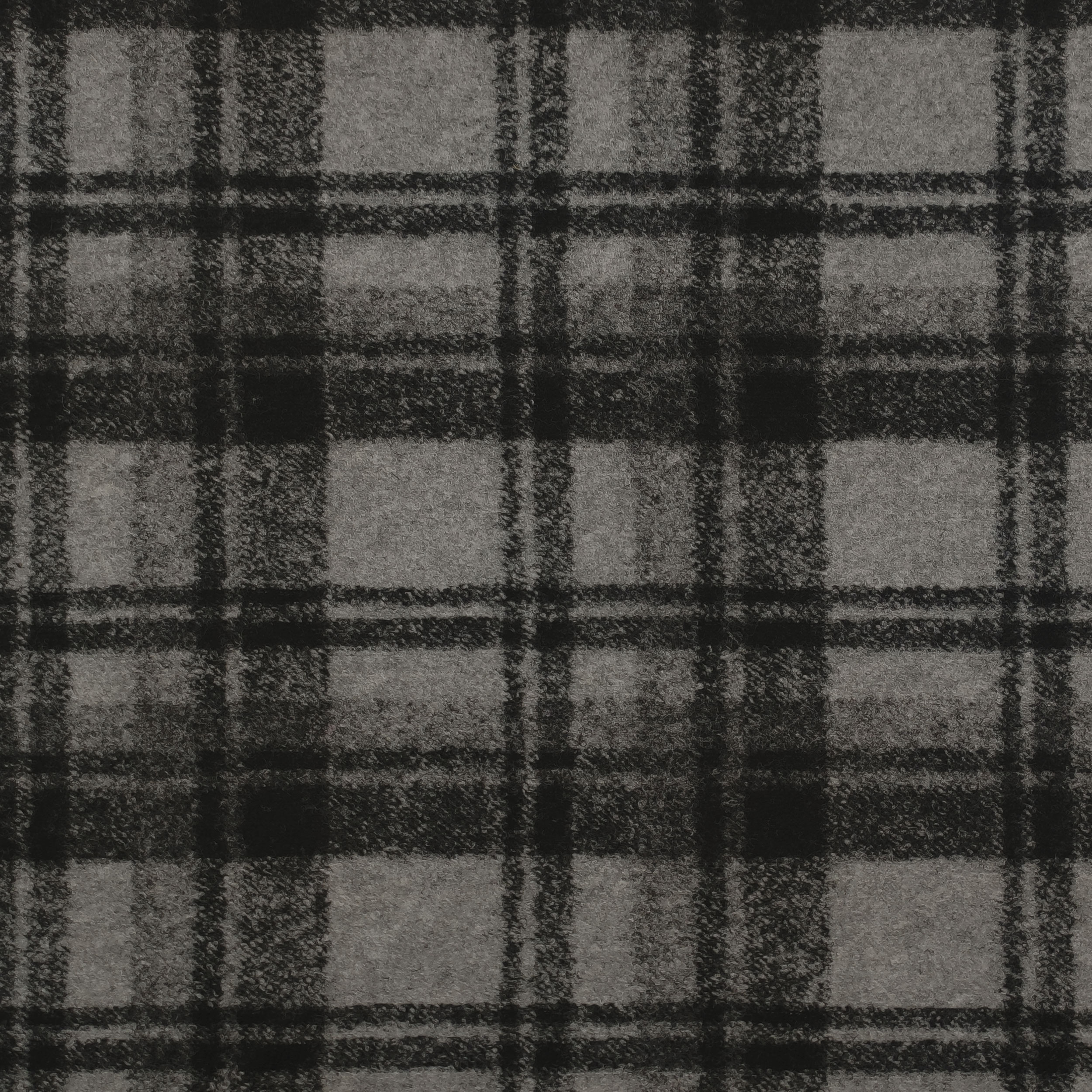 Neoprene Double Lana Tartan Grigio e Tinta Unita Nero