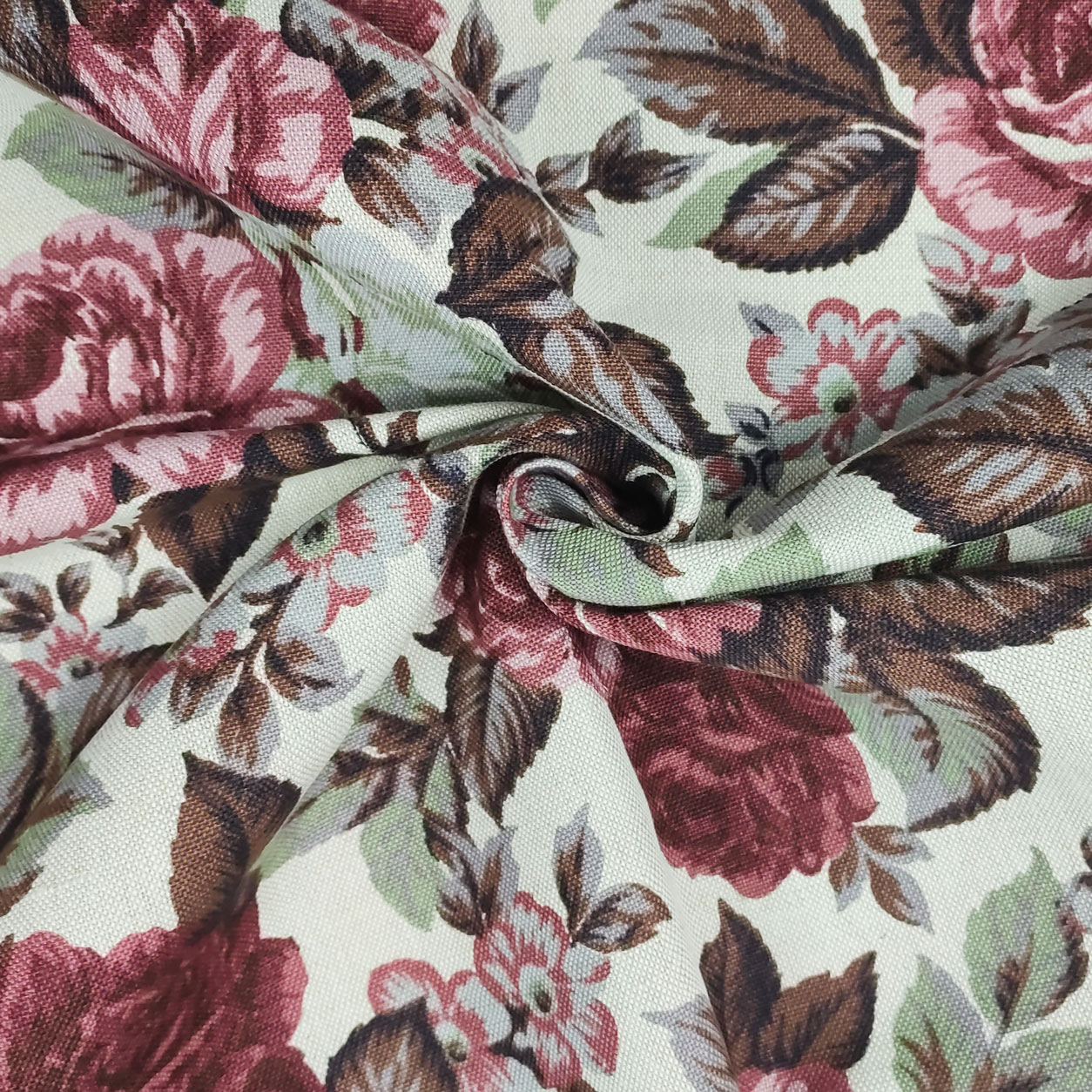 cotone panama-peonie-rosa-azzurro