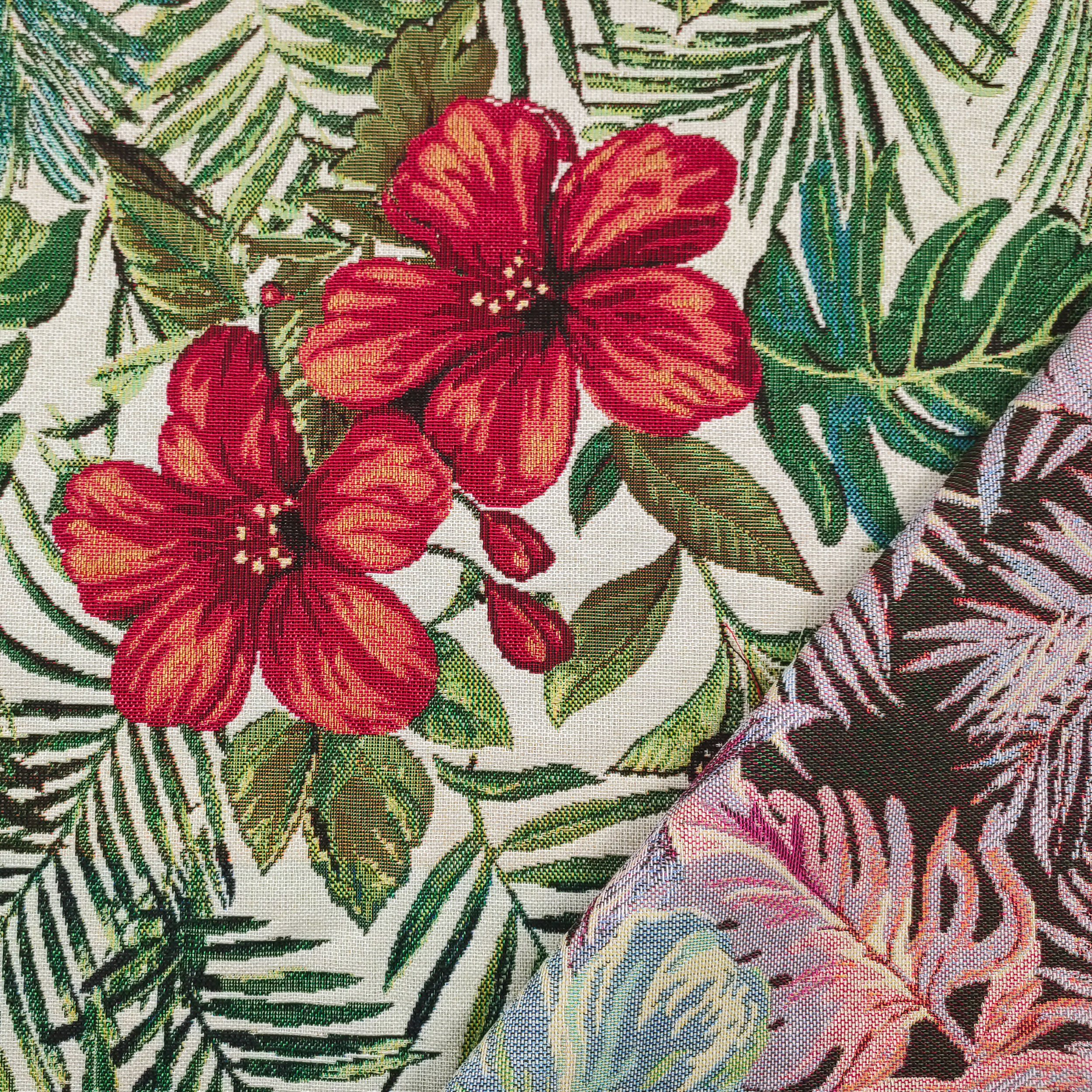 Tessuto Gobelin Fantasia di Fiori Tropicali 