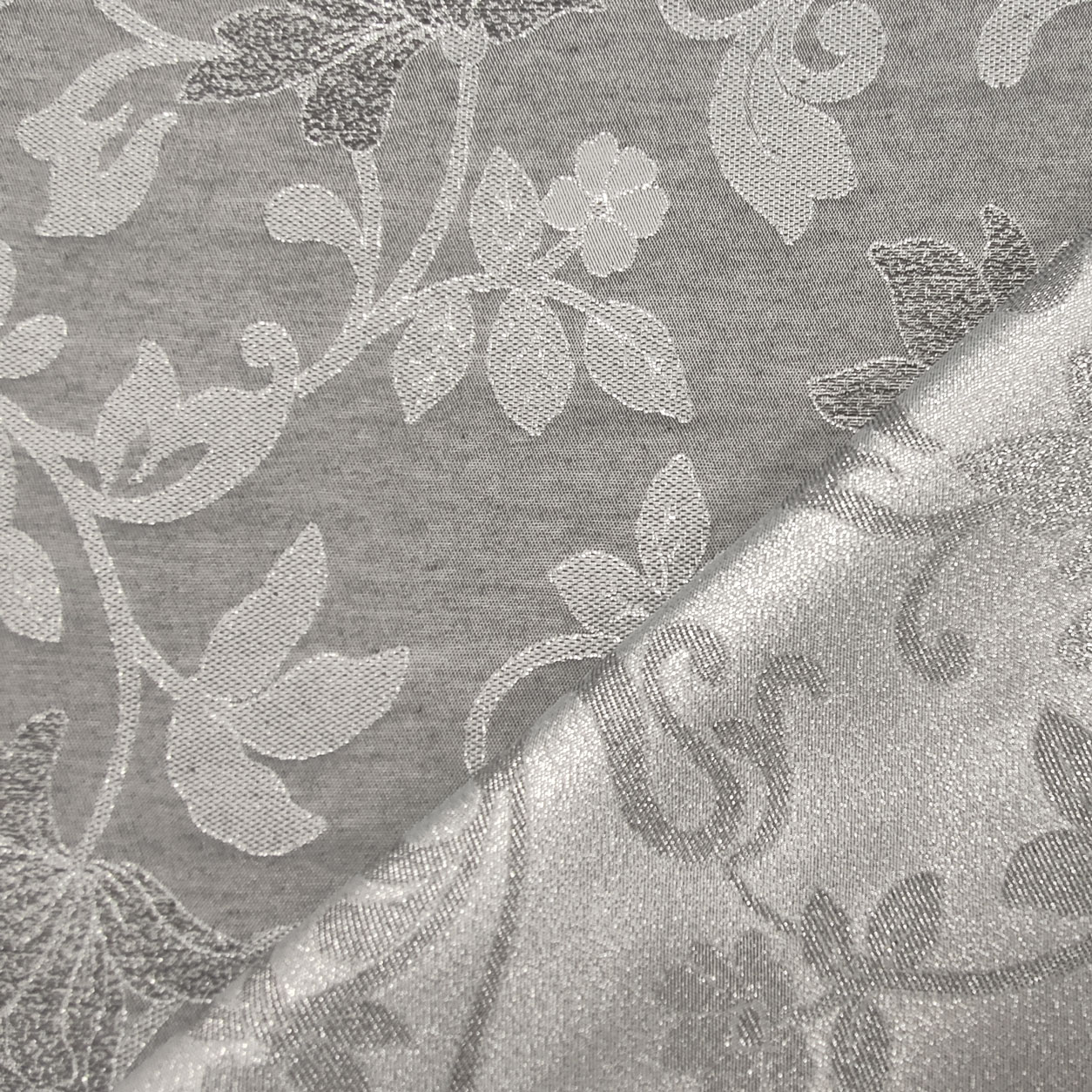 Tessuto Misto Cotone Per Arredamento A Fantasia Motivo Floreale Cashmere Grigio Panna