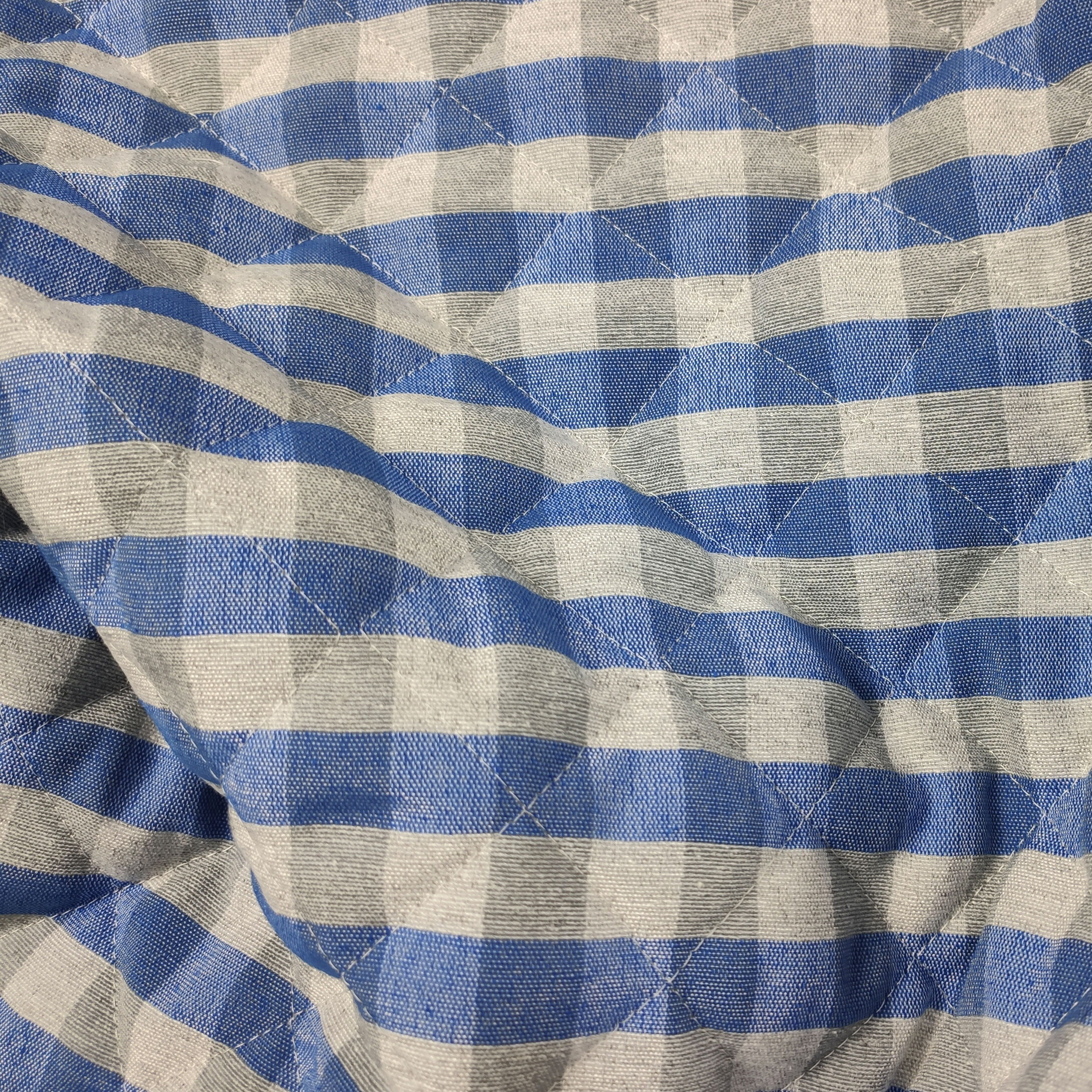 Tessuto Trapuntato Quadretti Azzurro e Grigio