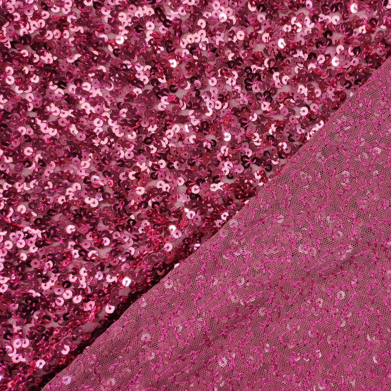 Tessuto Paillettes su Tulle Fuxia Image