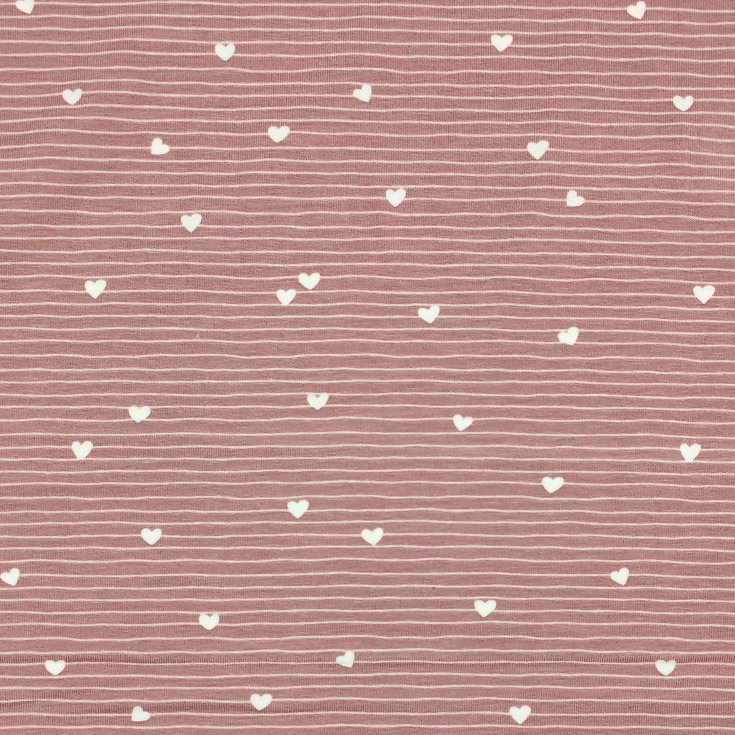 Maglina Cotone Cuoricini e Righe Sfondo Rosa Antico Image