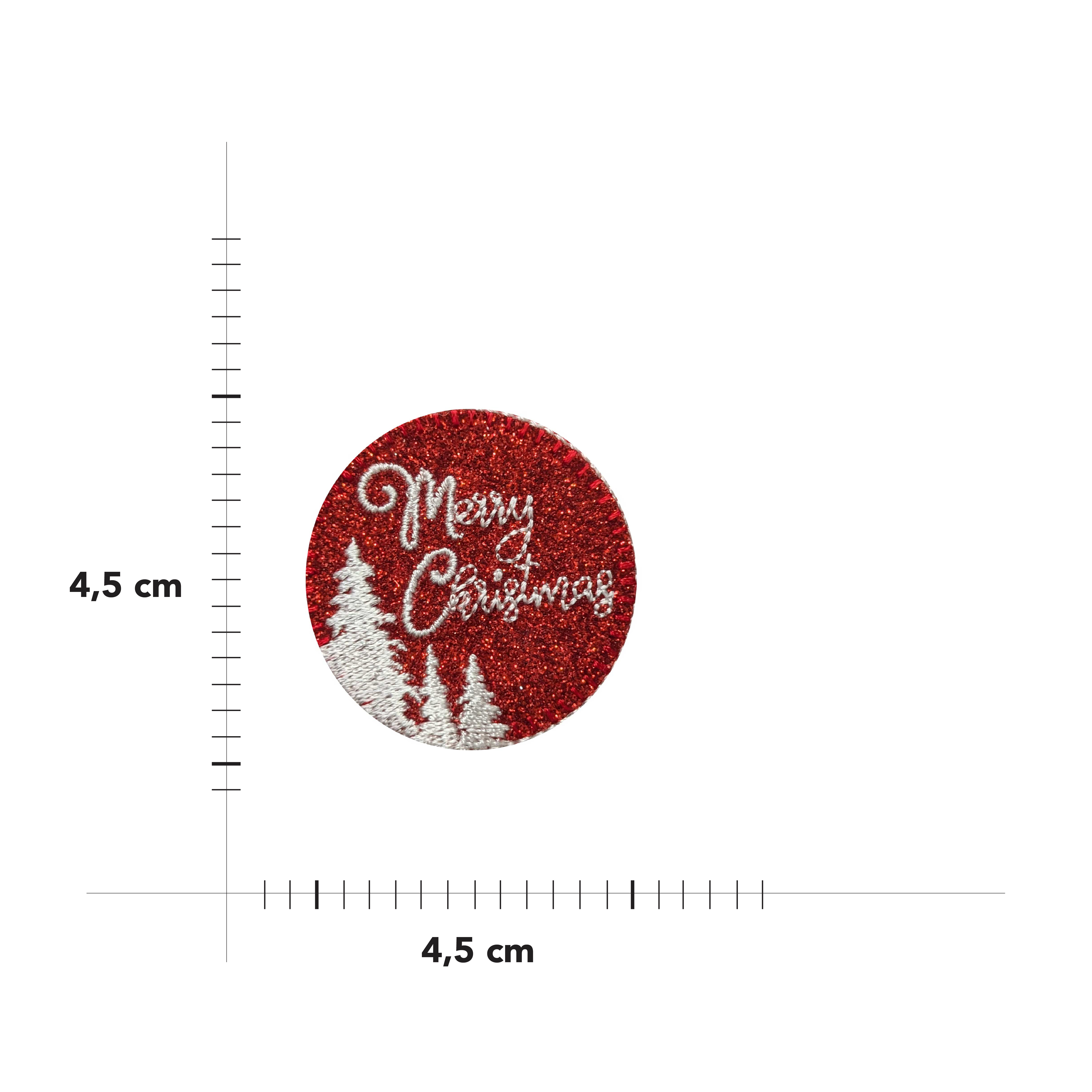 Patch Rotonda Rossa Termoadesiva Merry Christmas Image