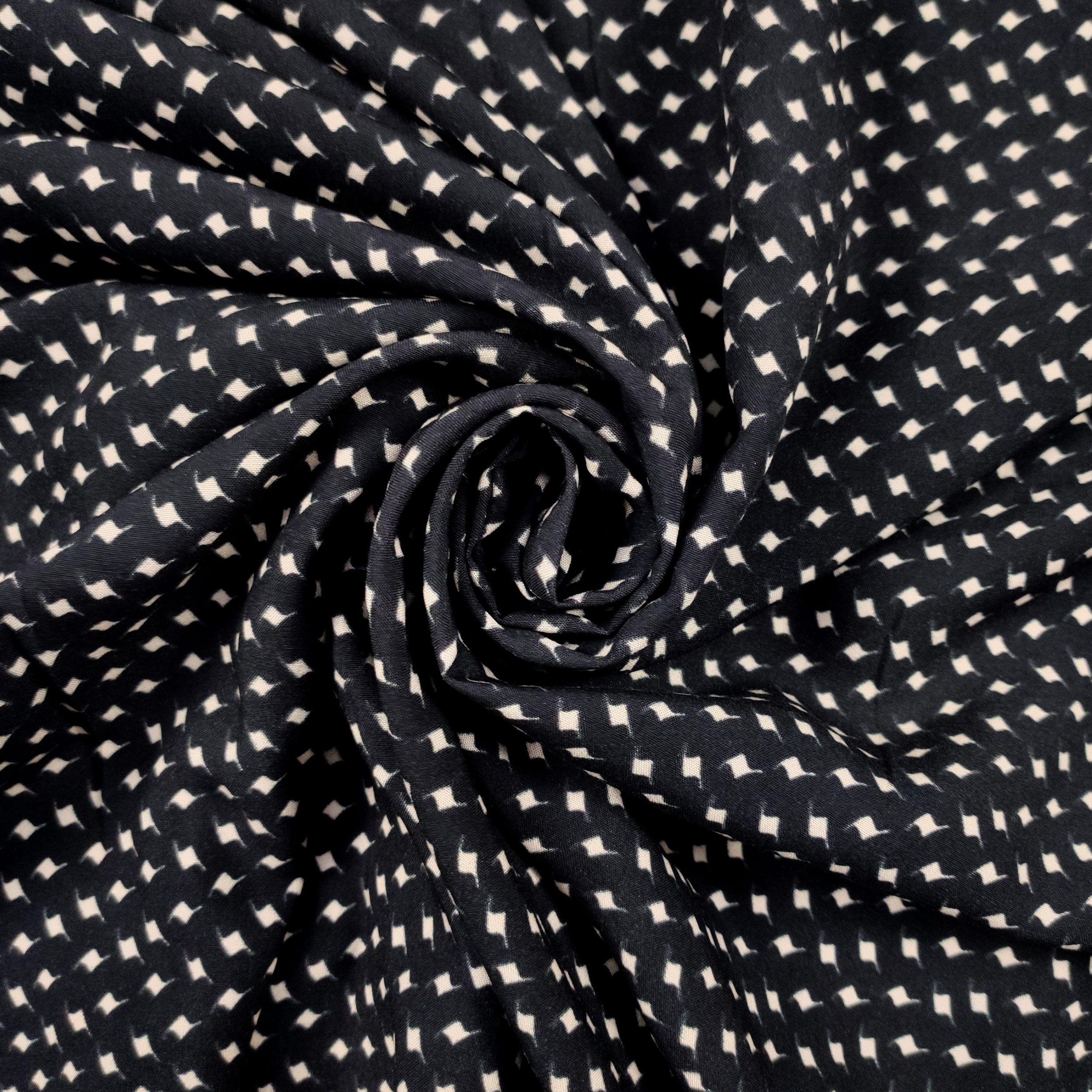 Tessuto Cotone Rombi Astratti Sfondo Nero Image
