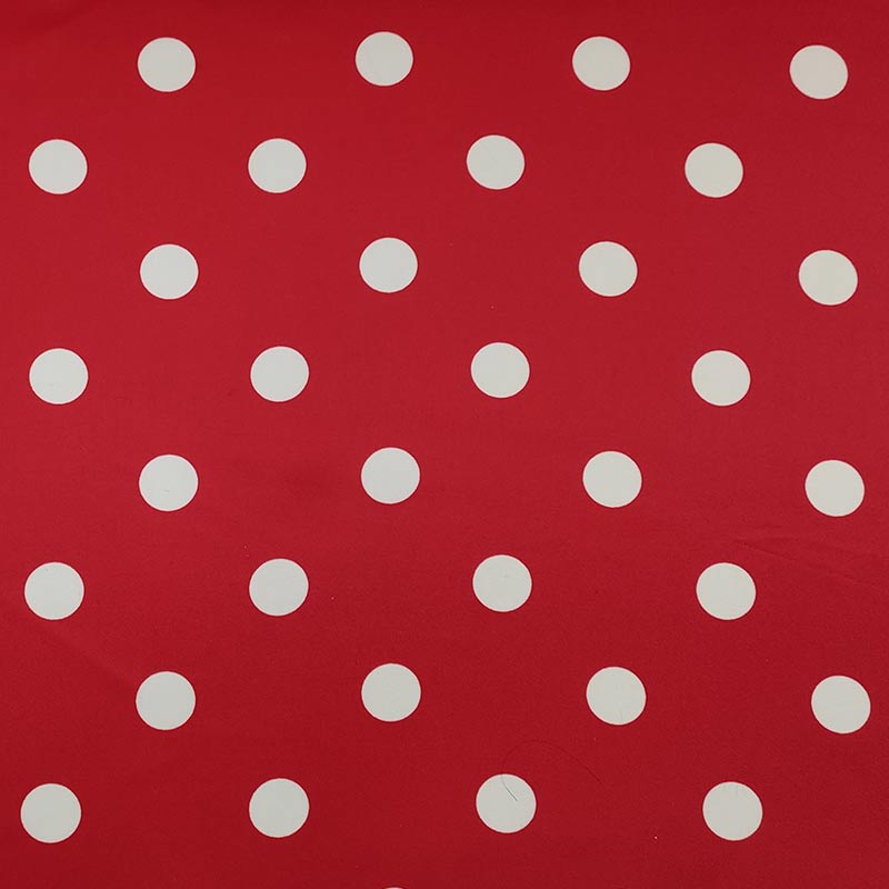  Tessuto Raso Carnevale Rosso Pois Bianchi Image