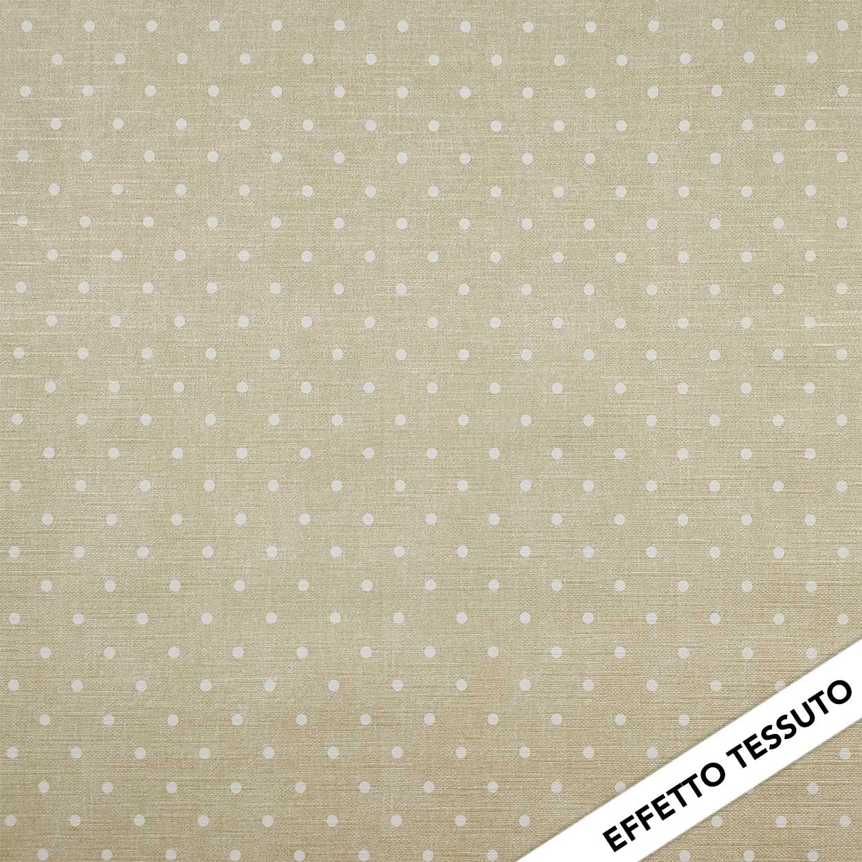 Tessuto per Tovaglia Plastificata Pois Bianchi Sfondo Beige Image