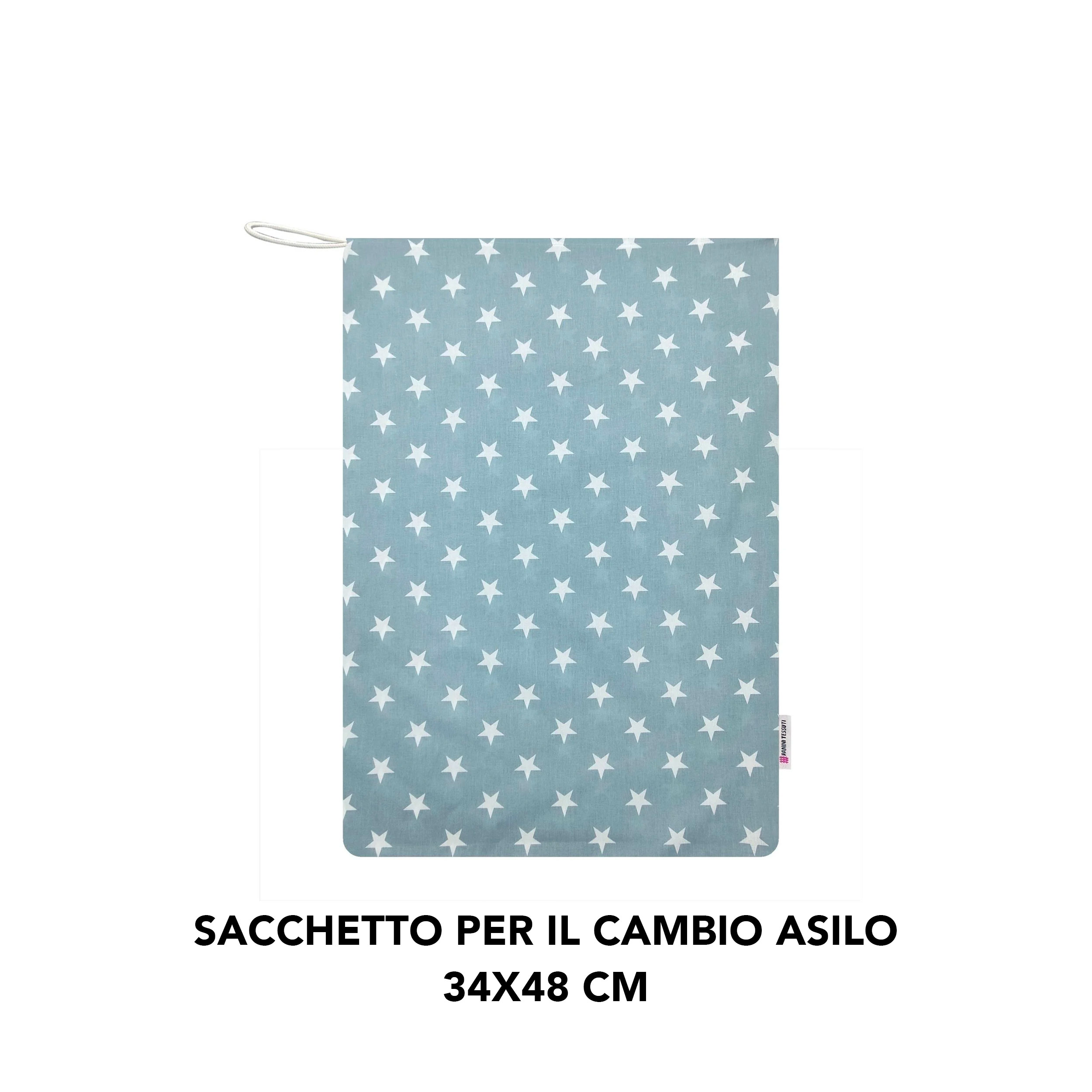 Sacchetto per il Cambio Asilo Stelle Bianche con Sfondo Azzurro