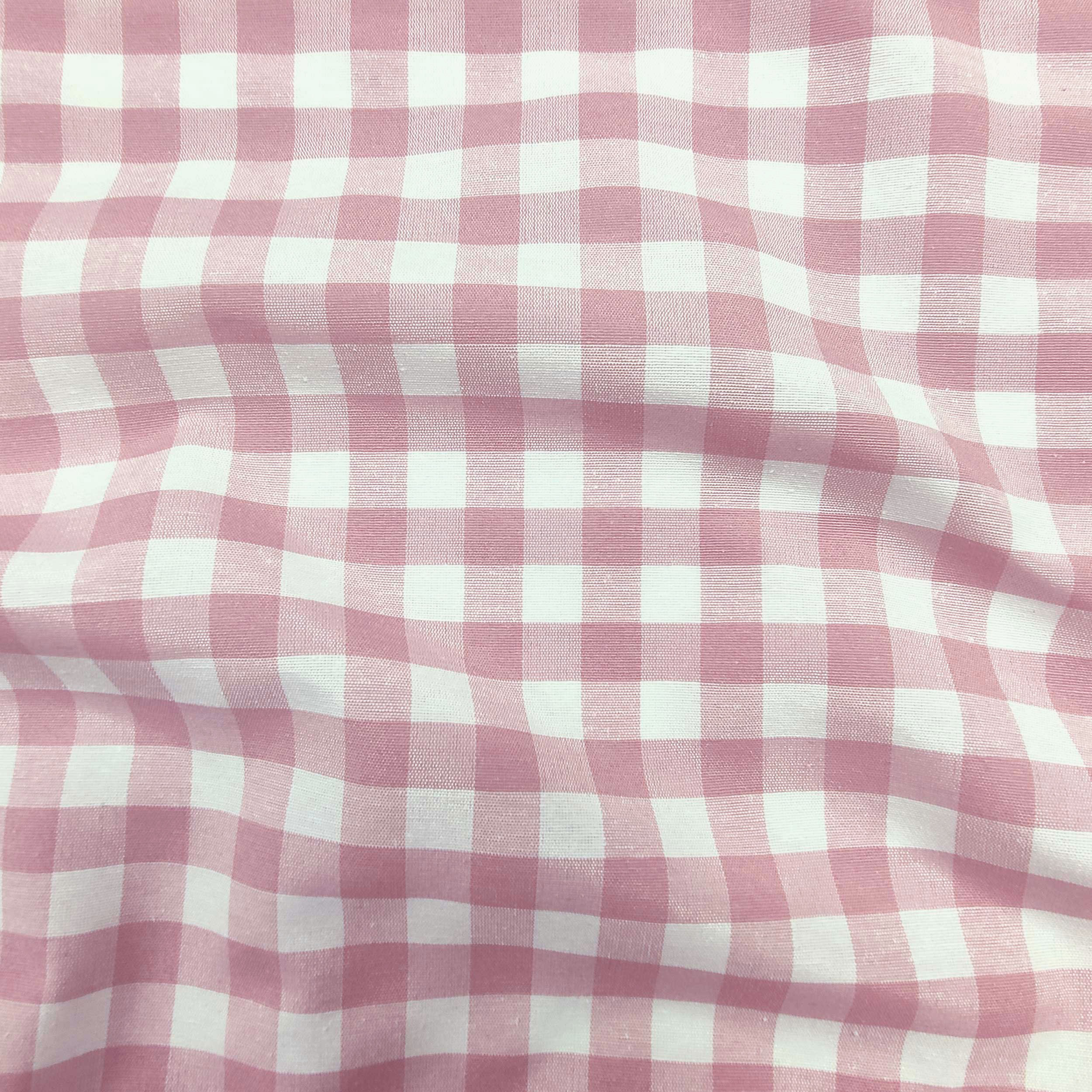 Tovaglia Confezionata Tinto In Filo Quadretti Rosa Image
