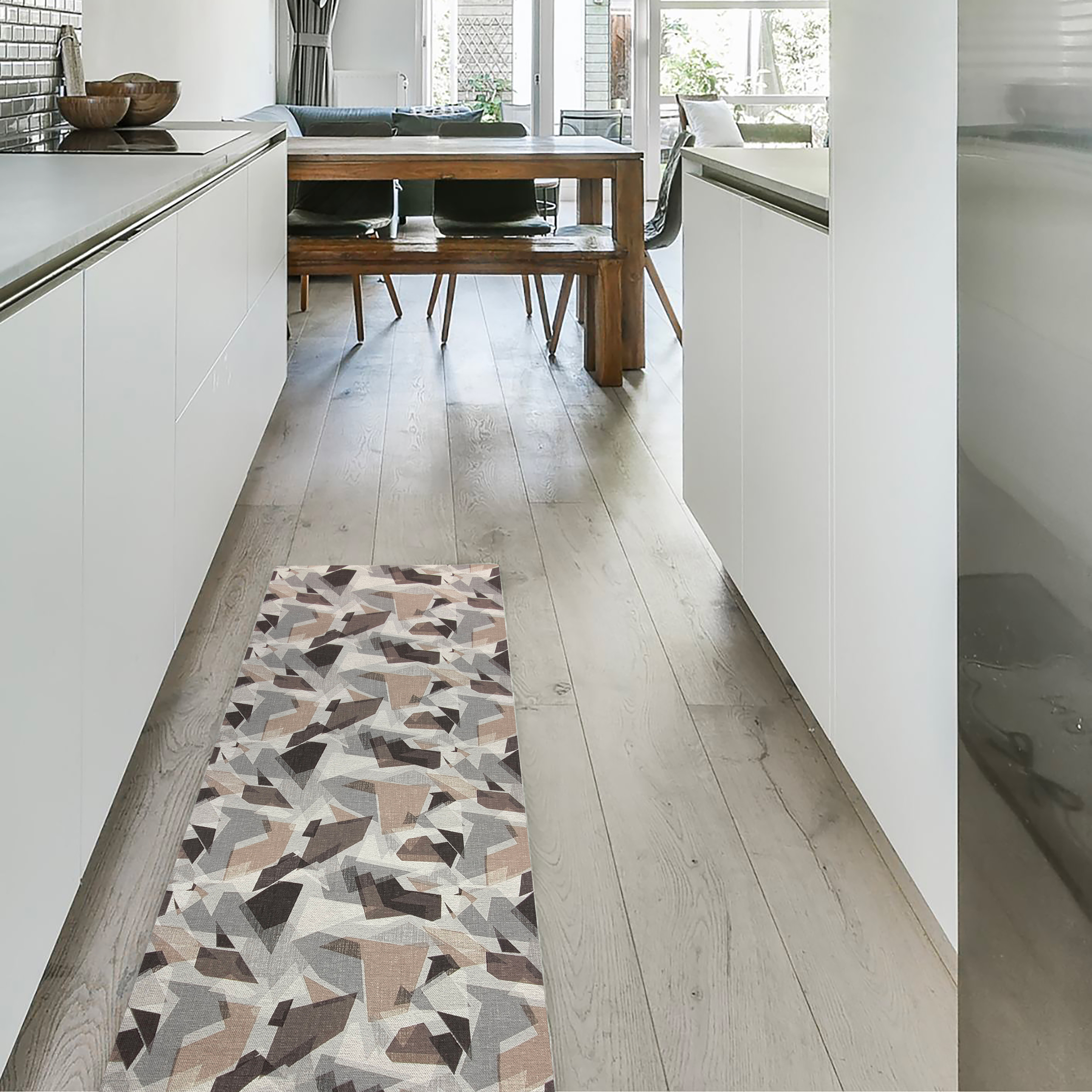 Passatoia da Cucina Geometria Toni Grigio e Beige
