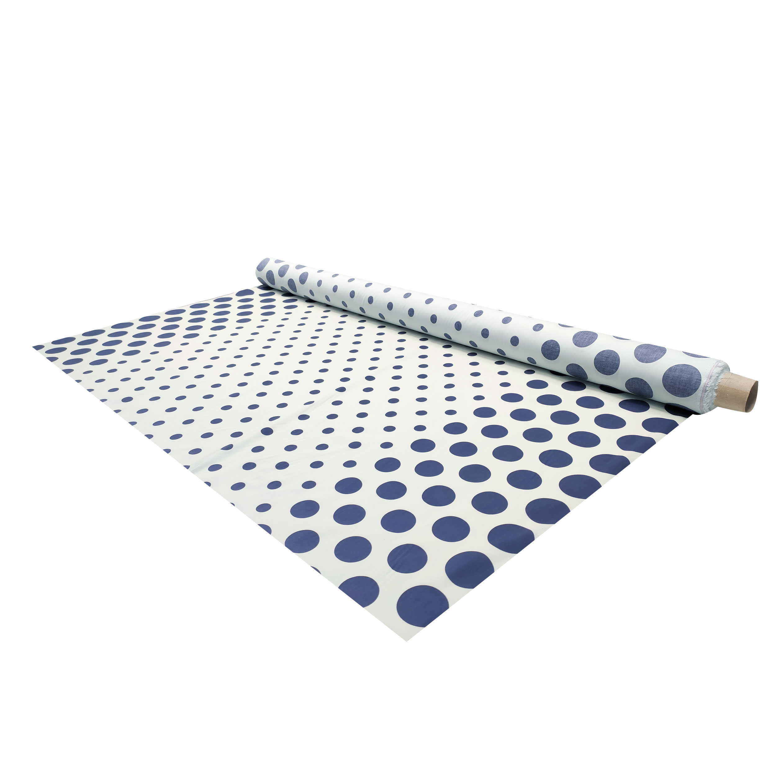 Rasatello Cotone Pois Grandi e Piccoli Sfondo Azzurro