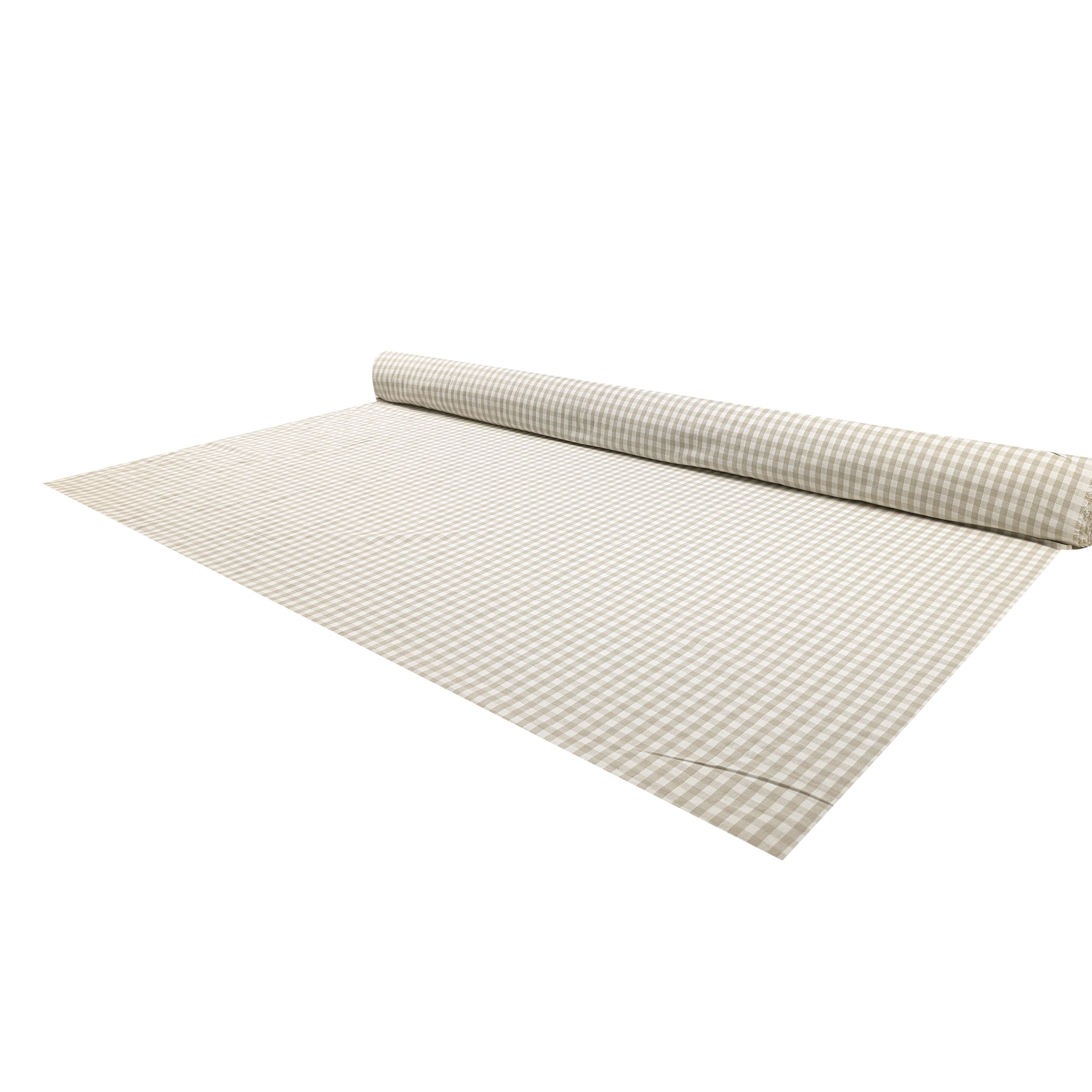 Cotone Lavato Tinto in Filo Quadretti Beige Image